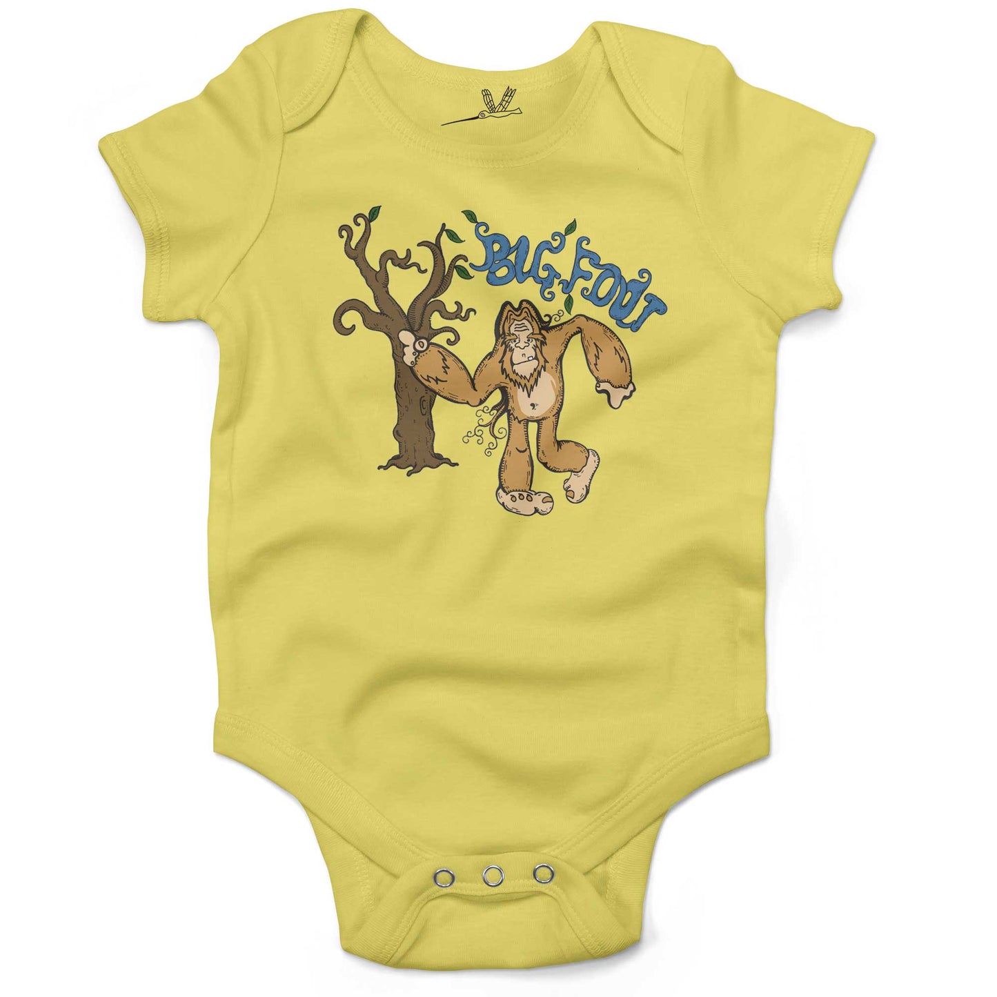 Bigfoot Infant Bodysuit or Raglan Baby Tee-Yellow-3-6 months