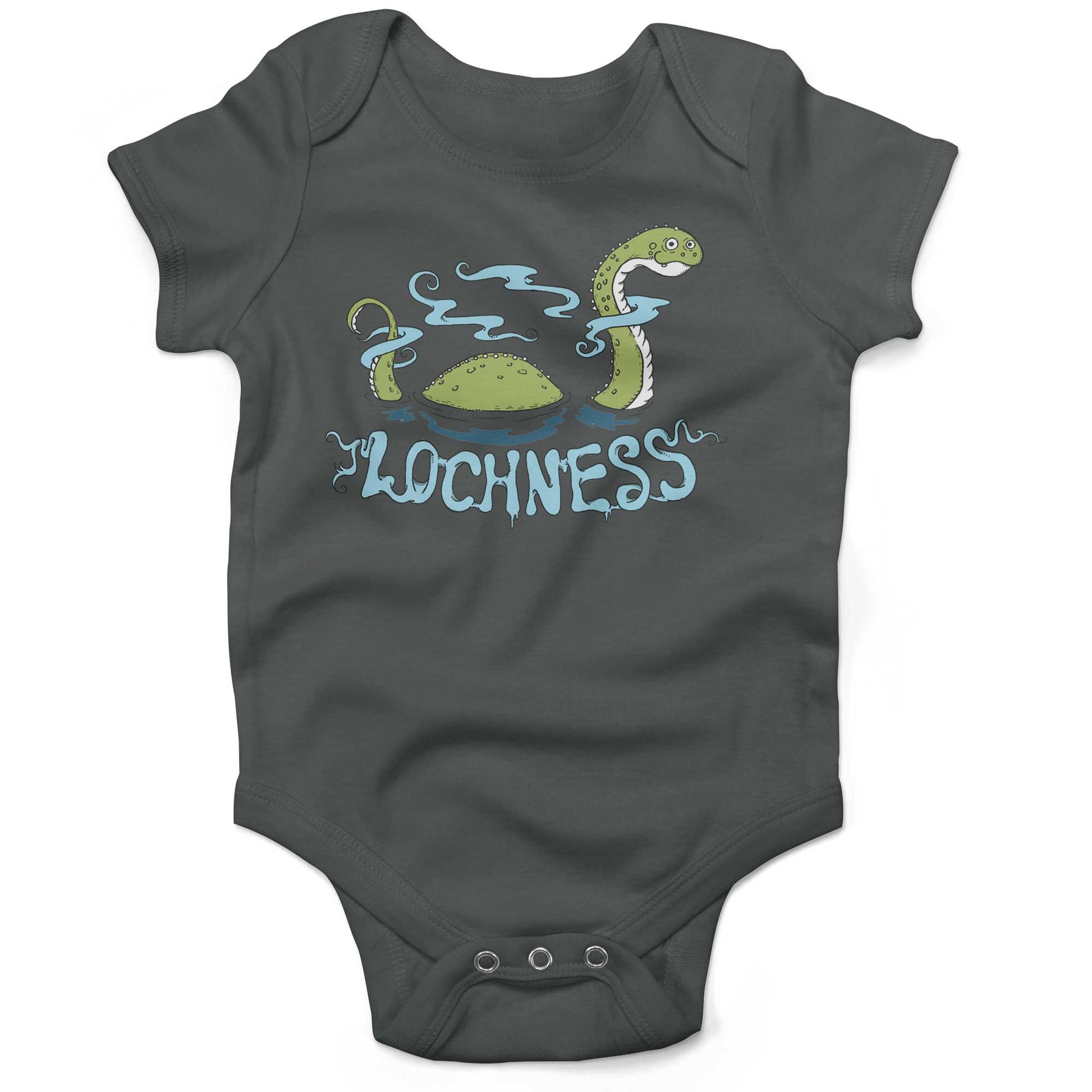 Loch Ness Monster Infant Bodysuit or Raglan Baby Tee-Organic Asphalt-3-6 months