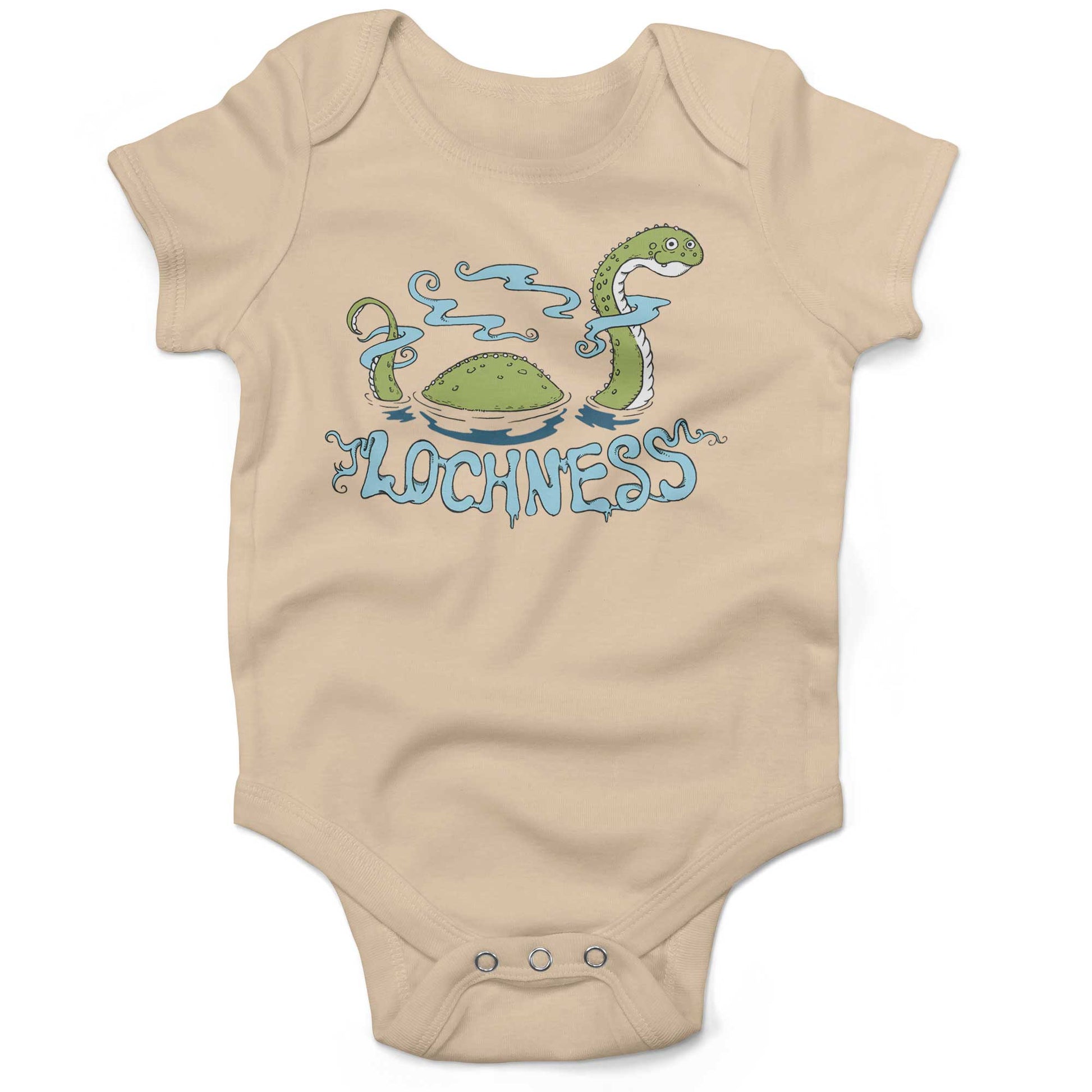 Loch Ness Monster Infant Bodysuit or Raglan Baby Tee-Organic Natural-3-6 months