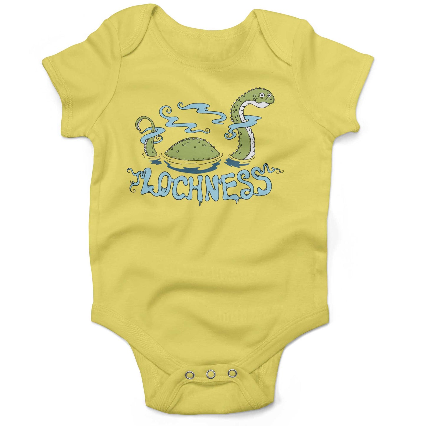 Loch Ness Monster Infant Bodysuit or Raglan Baby Tee-Yellow-3-6 months