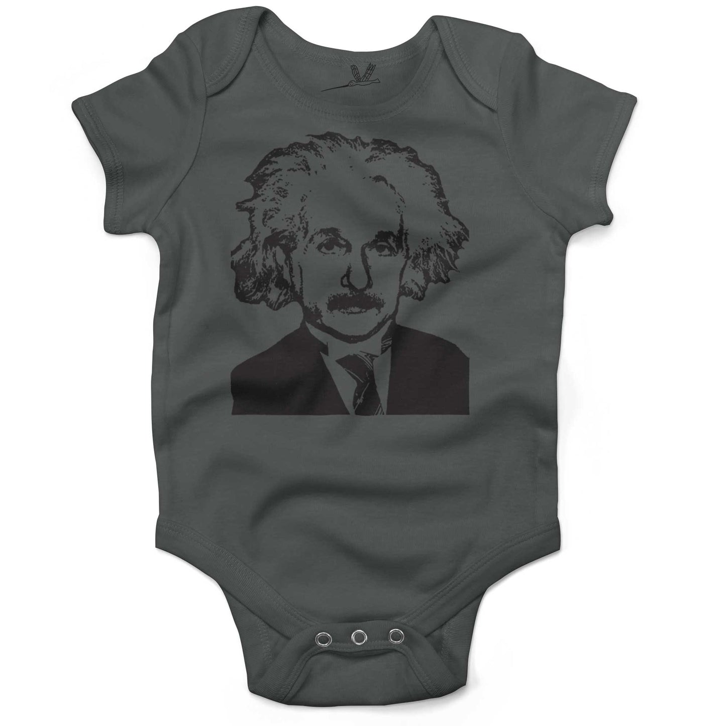 Albert Einstein Infant Bodysuit or Raglan Baby Tee-Organic Asphalt-3-6 months