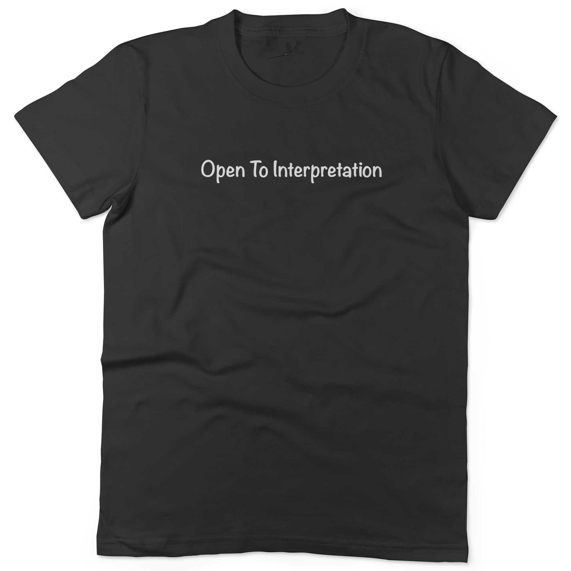 Open To Interpretation Unisex Or Women's Cotton T-shirt-Black-Woman