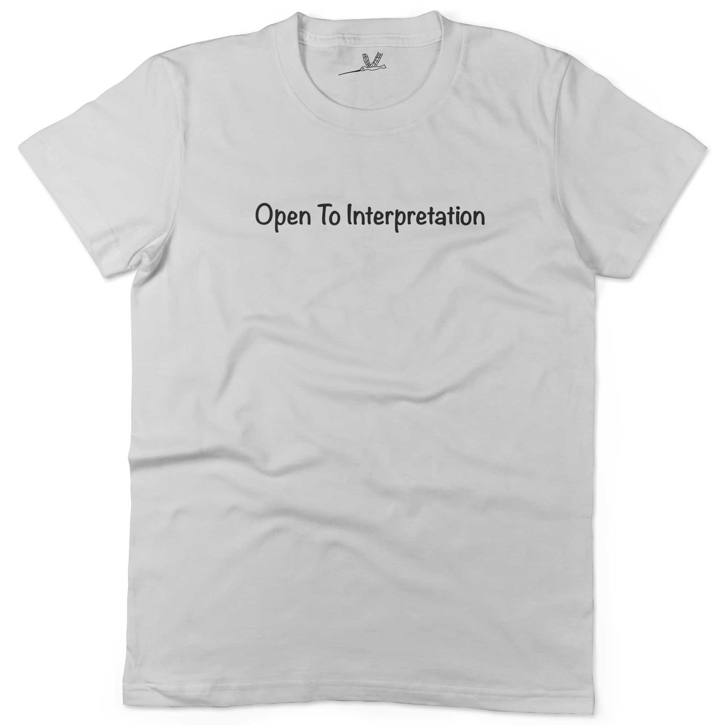 Open To Interpretation Unisex Or Women's Cotton T-shirt-White-Woman