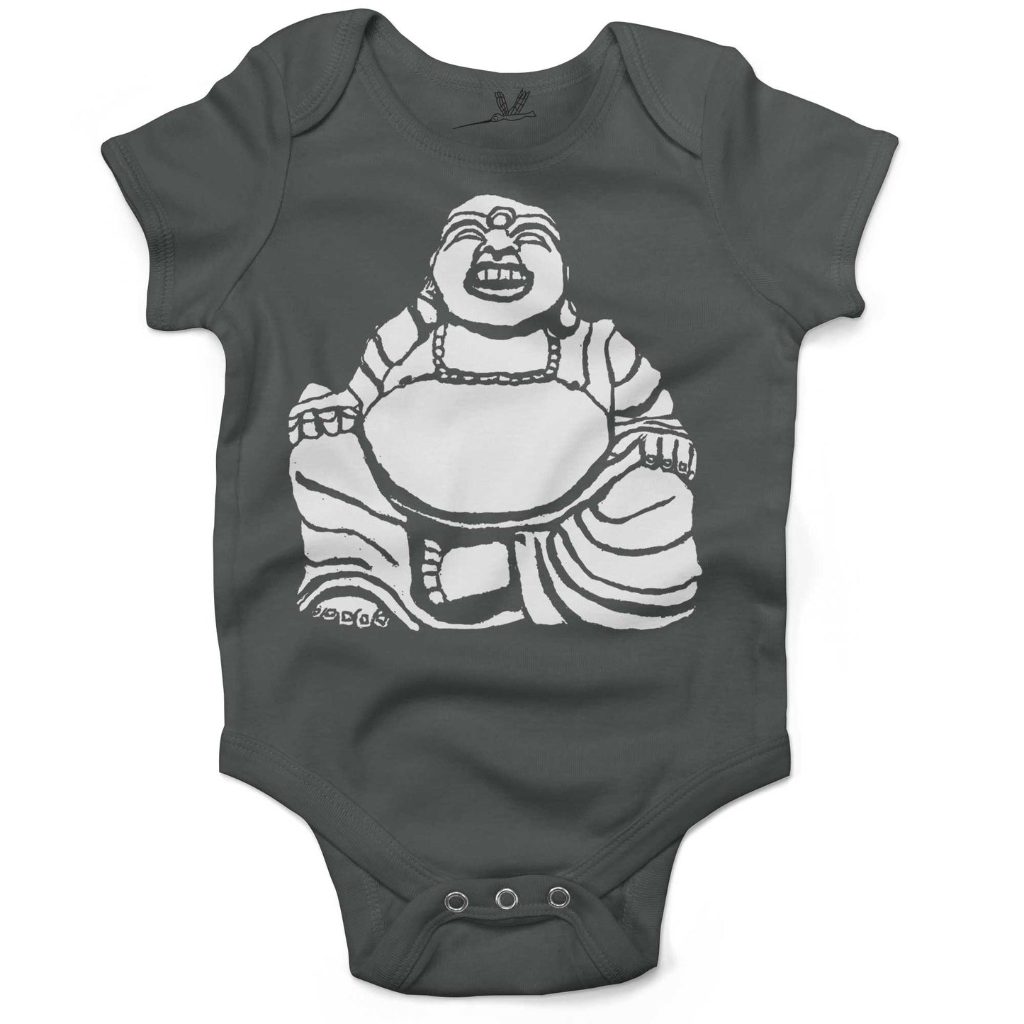 Laughing Buddha Infant Bodysuit or Raglan Baby Tee-Organic Asphalt-3-6 months