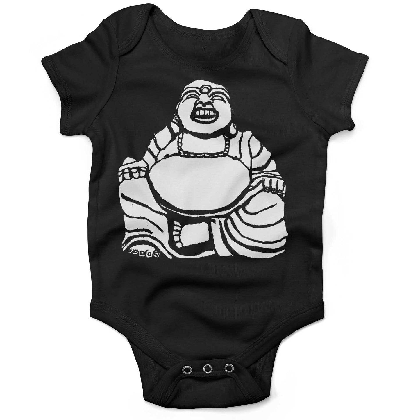 Laughing Buddha Infant Bodysuit or Raglan Baby Tee-Organic Black-3-6 months
