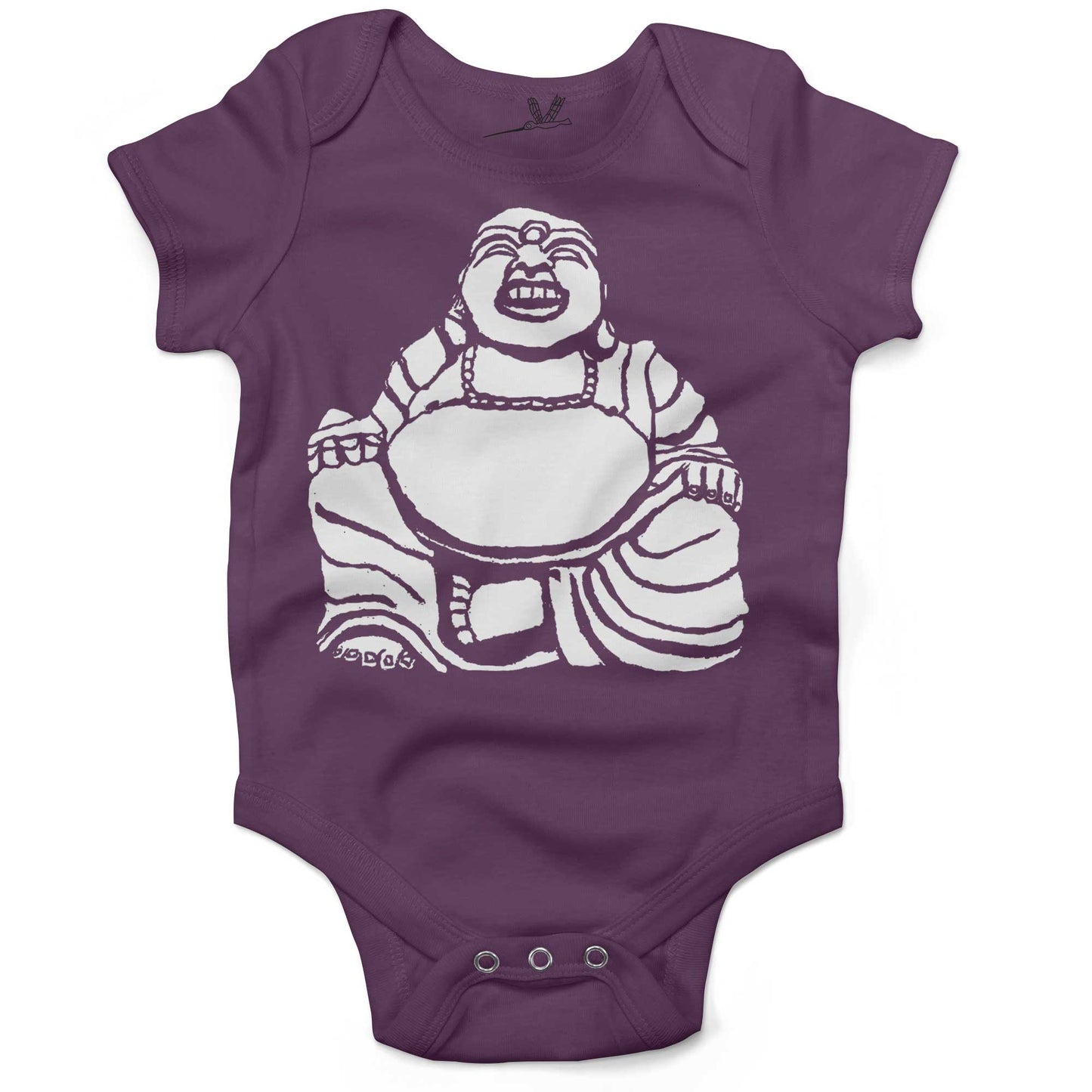 Laughing Buddha Infant Bodysuit or Raglan Baby Tee-Organic Purple-3-6 months