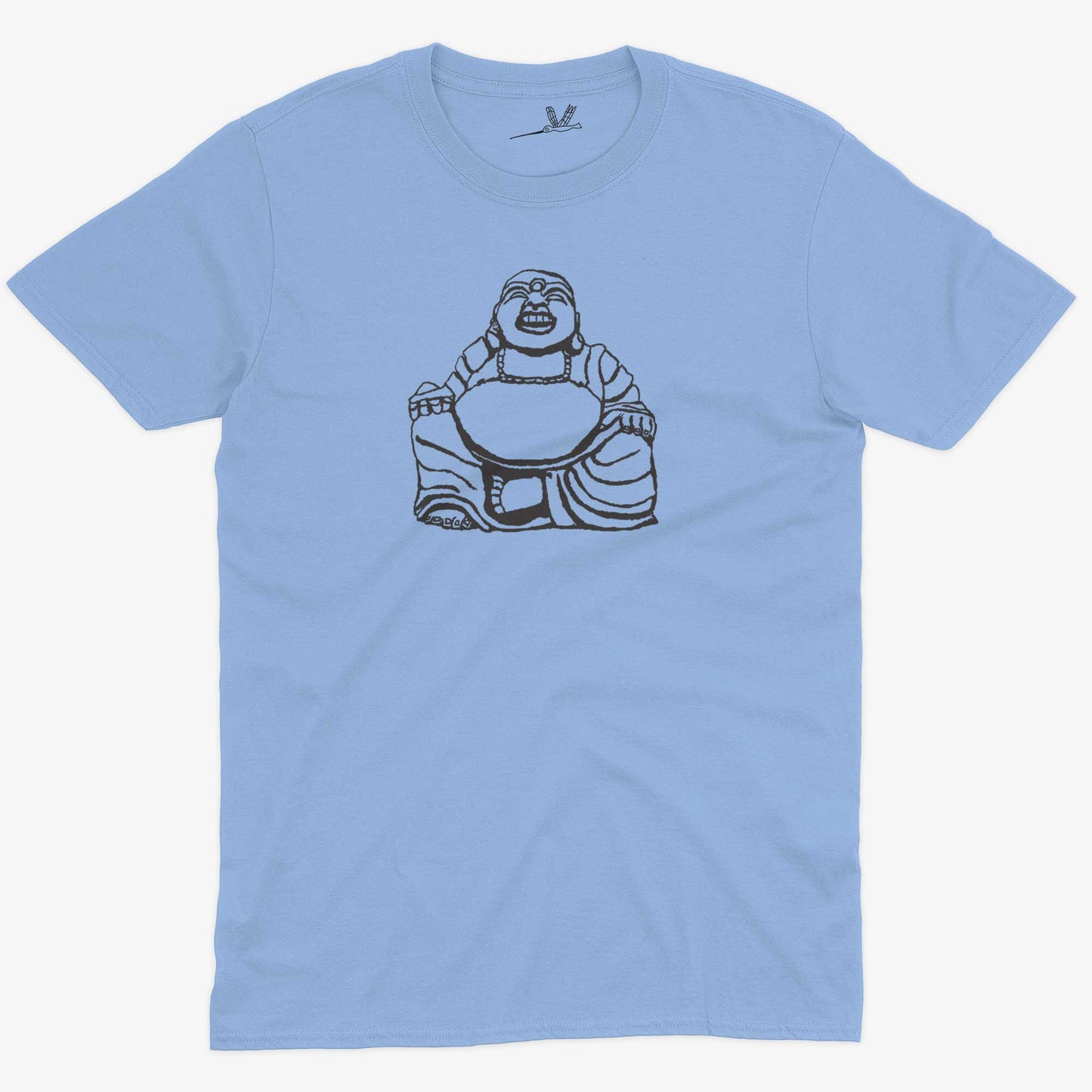 Laughing Buddha Unisex Or Women's Cotton T-shirt-Baby Blue-Unisex
