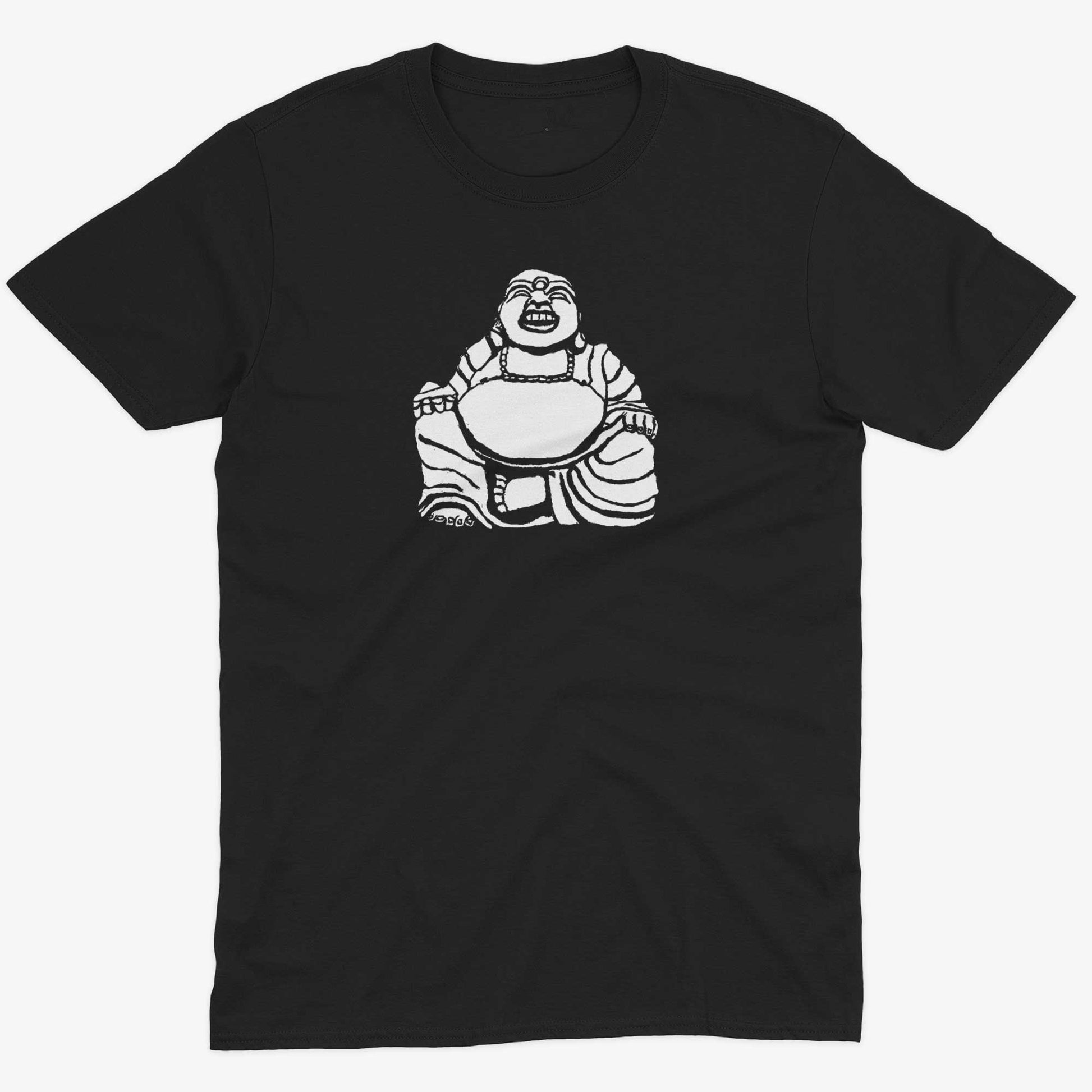 Laughing Buddha Unisex Or Women's Cotton T-shirt-Black-Unisex