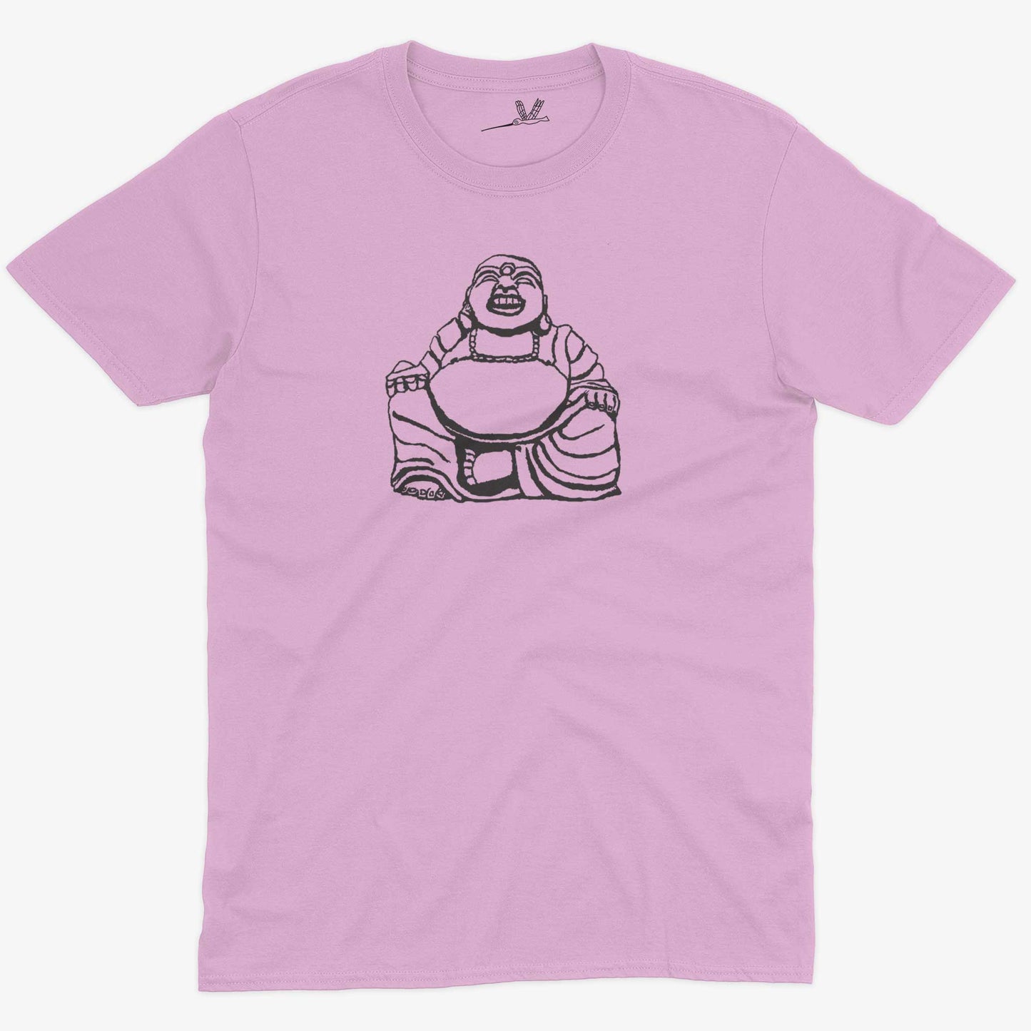Laughing Buddha Unisex Or Women's Cotton T-shirt-Pink-Unisex