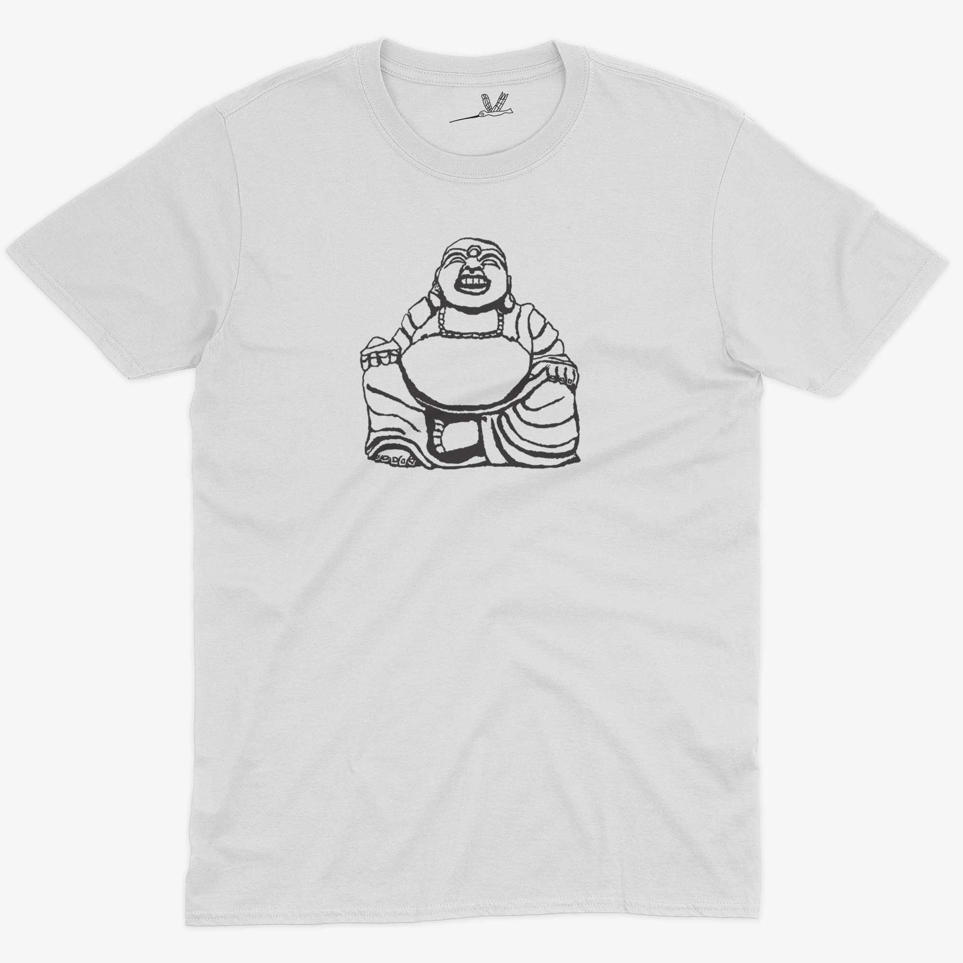 Laughing Buddha Unisex Or Women's Cotton T-shirt-White-Unisex