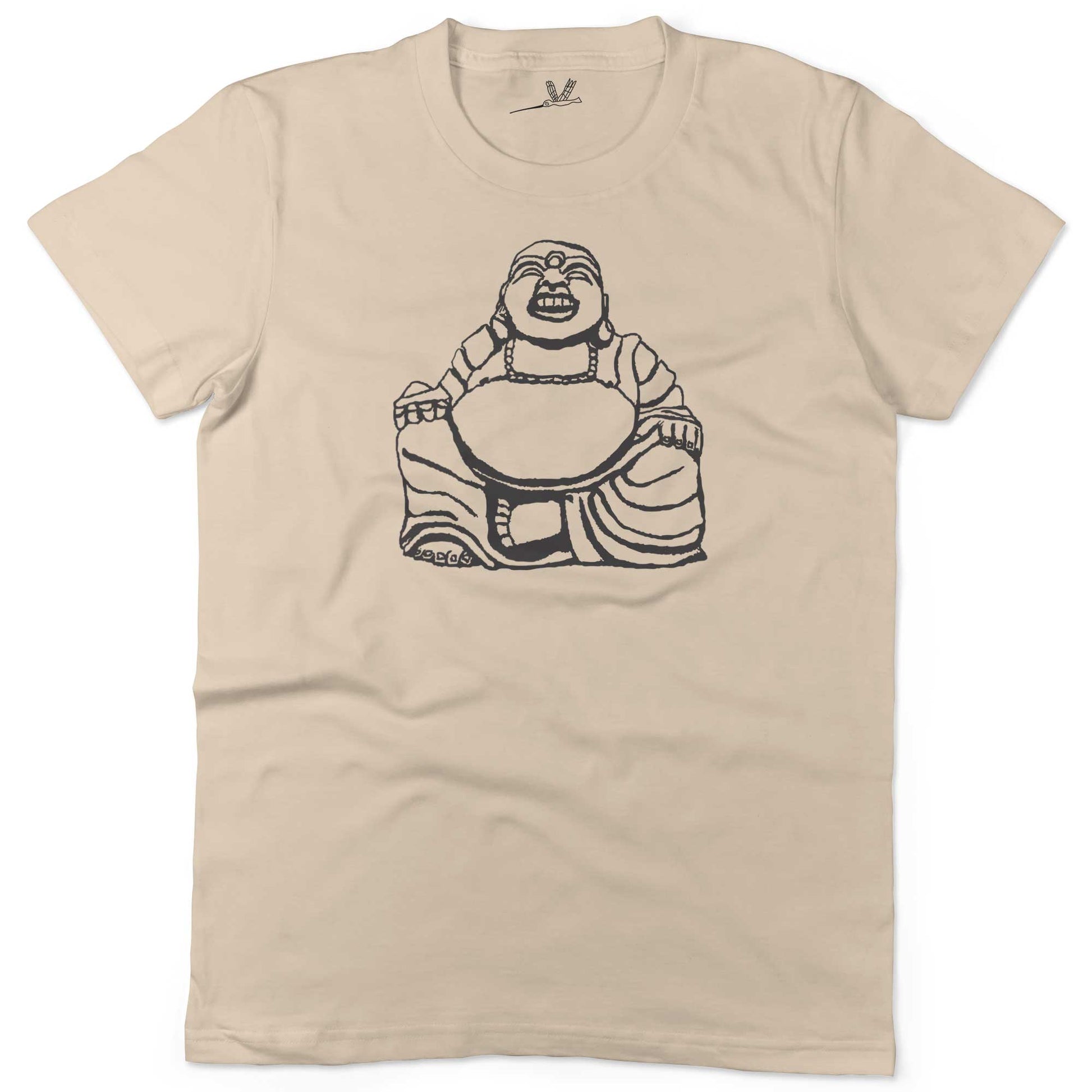 Laughing Buddha Unisex Or Women's Cotton T-shirt-Organic Natural-Woman