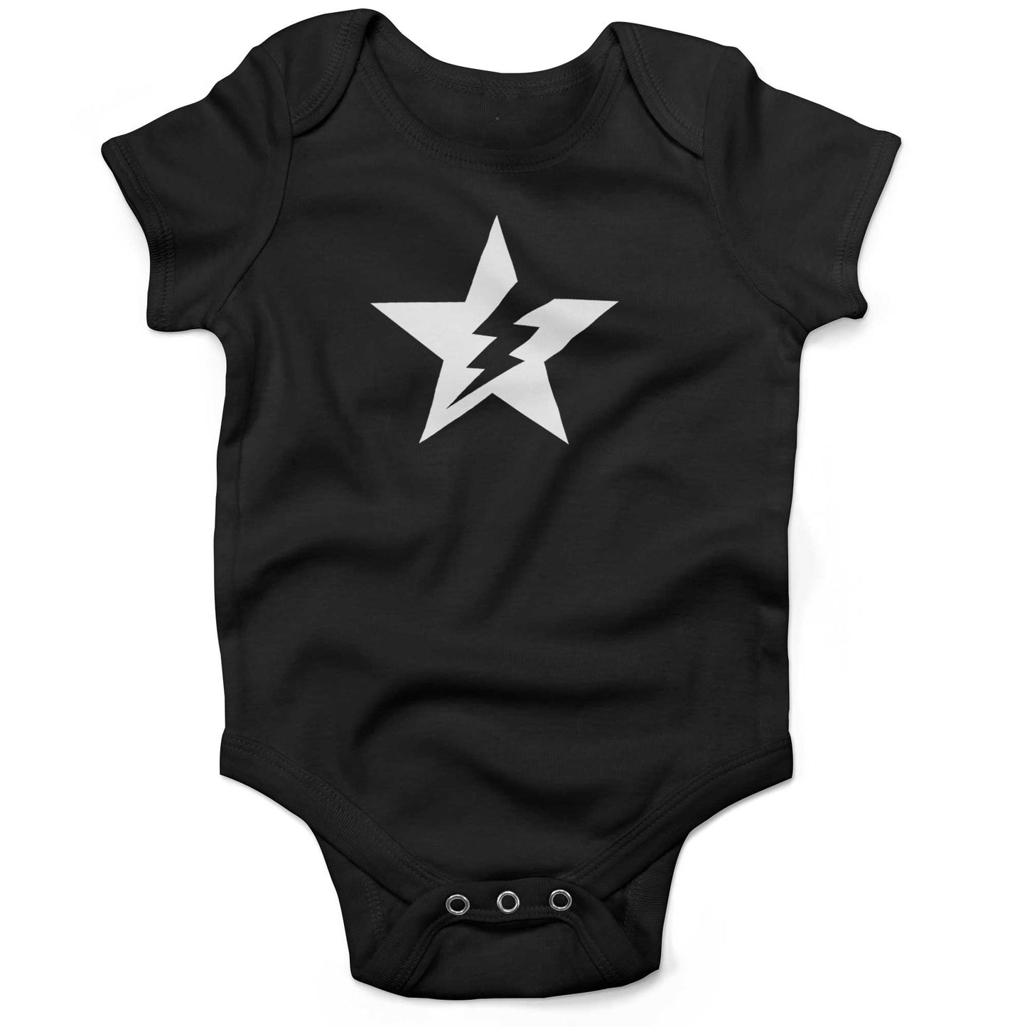 Star Bolt Infant Bodysuit or Raglan Baby Tee-Organic Black-3-6 months