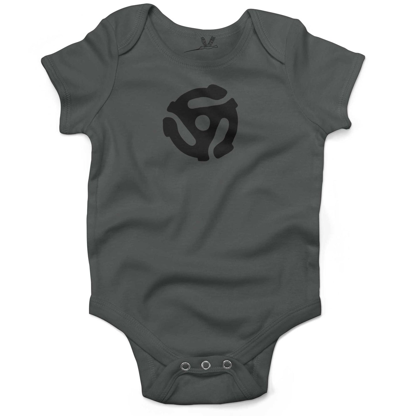 Vinyl Record 45" Adapter Infant Bodysuit or Raglan Tee-Organic Asphalt-3-6 months