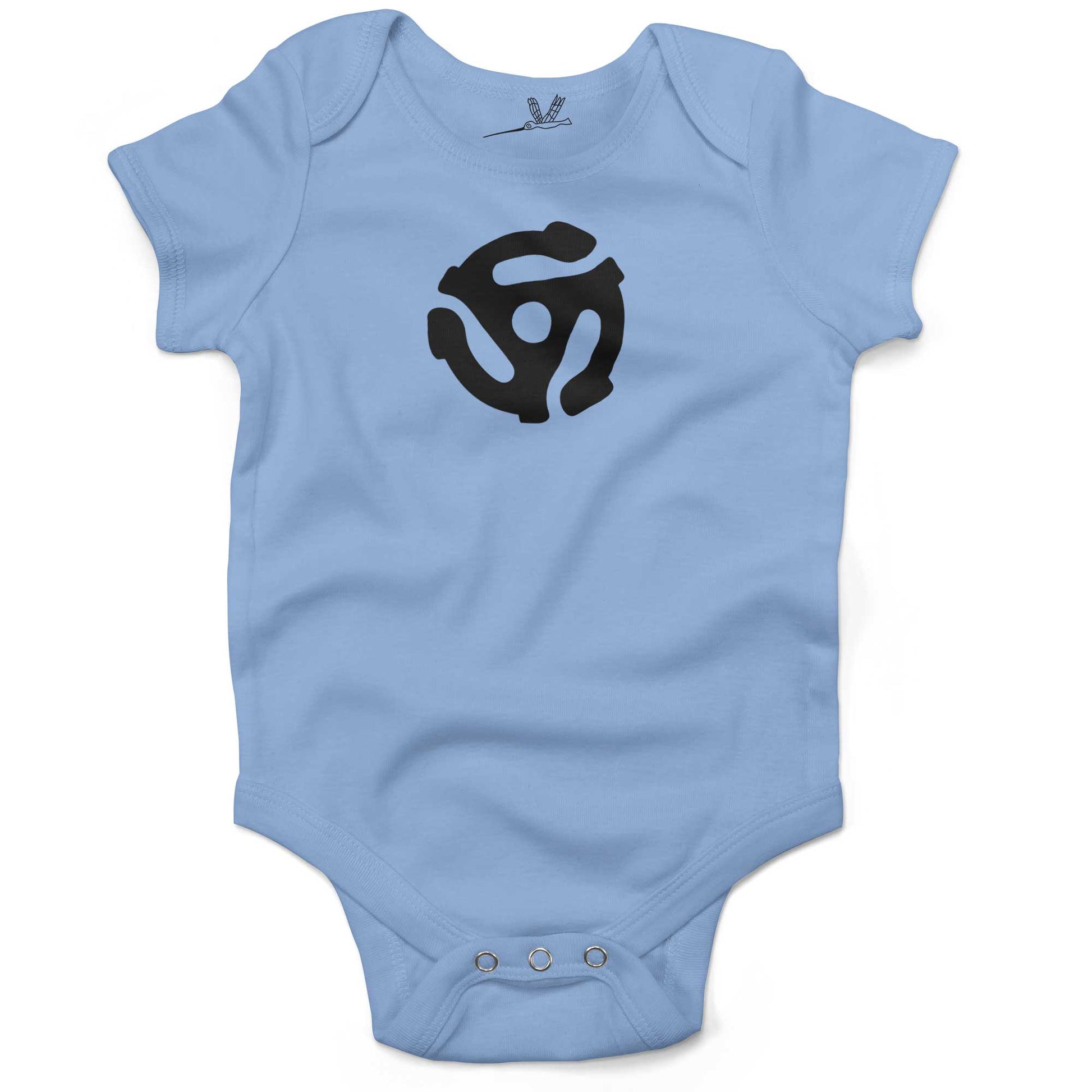 Vinyl Record 45" Adapter Infant Bodysuit or Raglan Tee-Organic Baby Blue-3-6 months