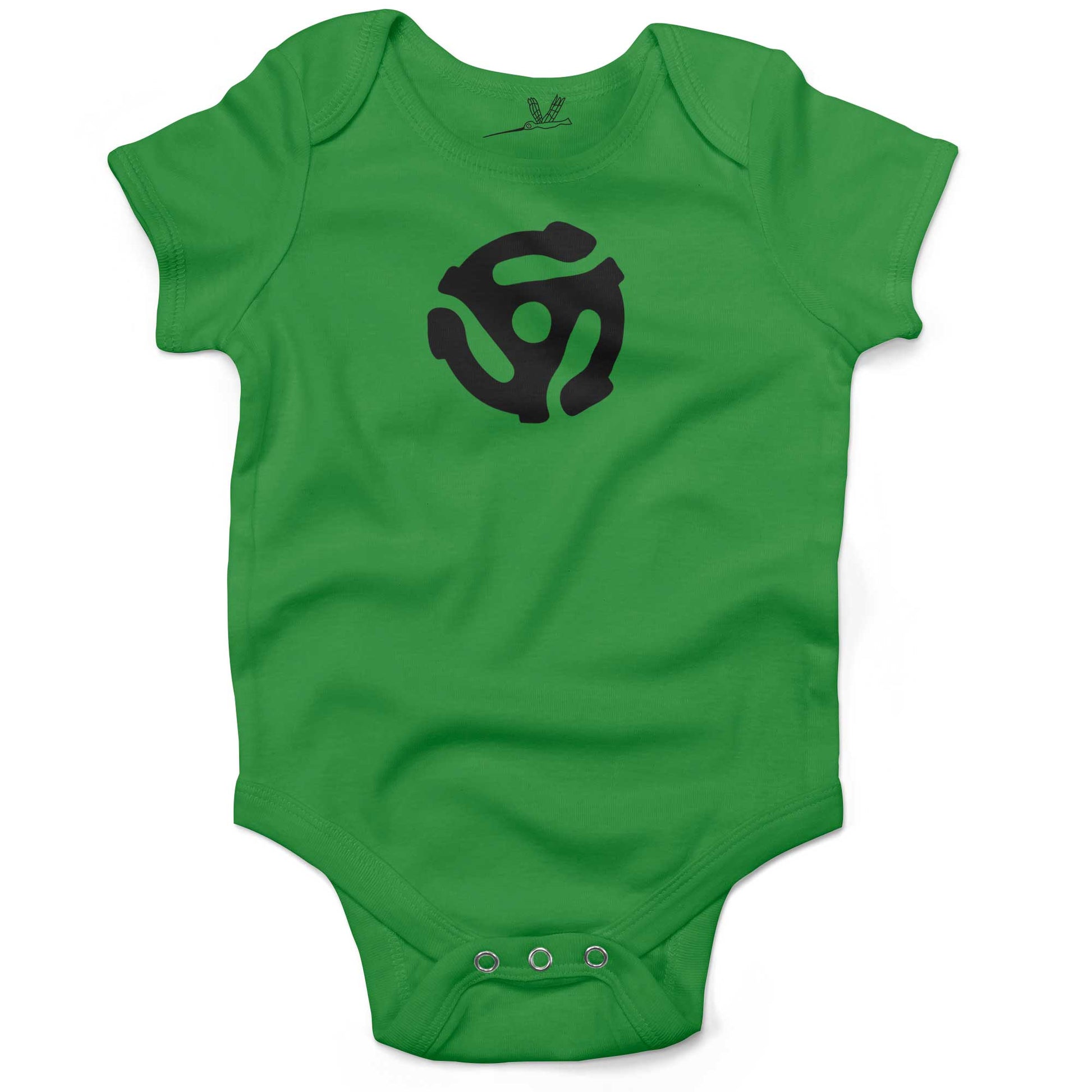 Vinyl Record 45" Adapter Infant Bodysuit or Raglan Tee-Grass Green-3-6 months