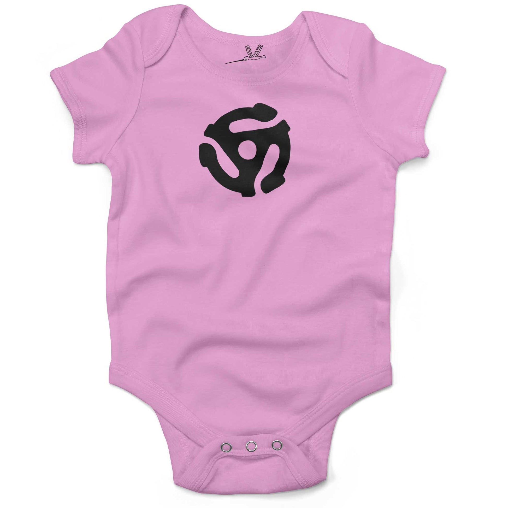 Vinyl Record 45" Adapter Infant Bodysuit or Raglan Tee-Organic Pink-3-6 months