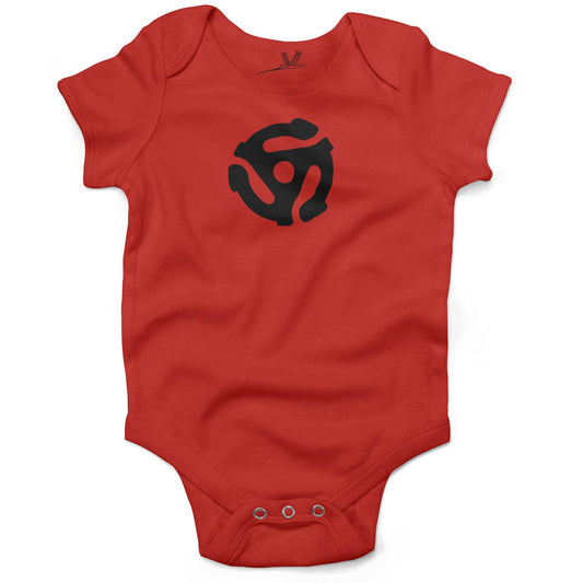 Vinyl Record 45" Adapter Infant Bodysuit or Raglan Tee-Organic Red-3-6 months