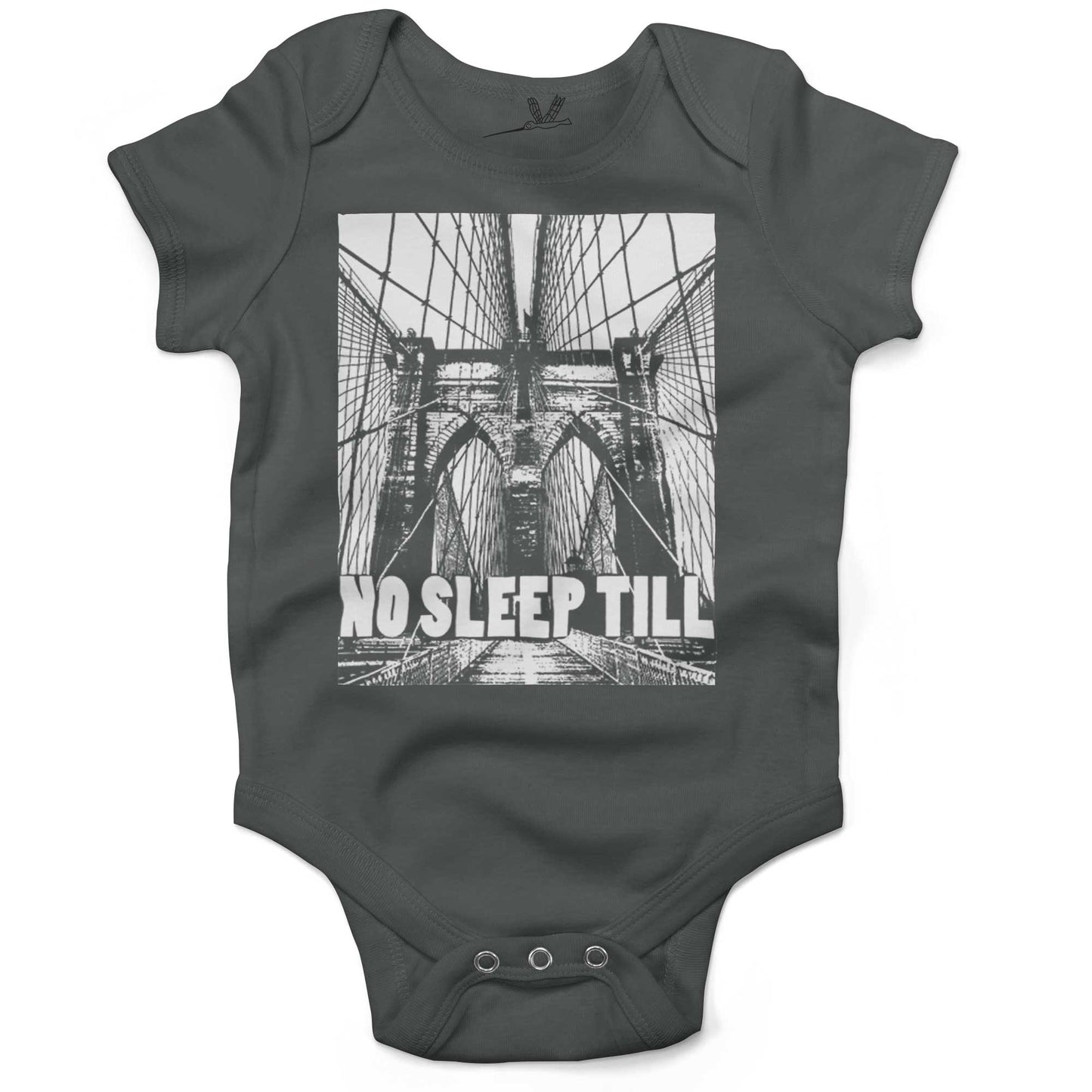 No Sleep Till Brooklyn Infant Bodysuit or Raglan Tee-Organic Asphalt-3-6 months