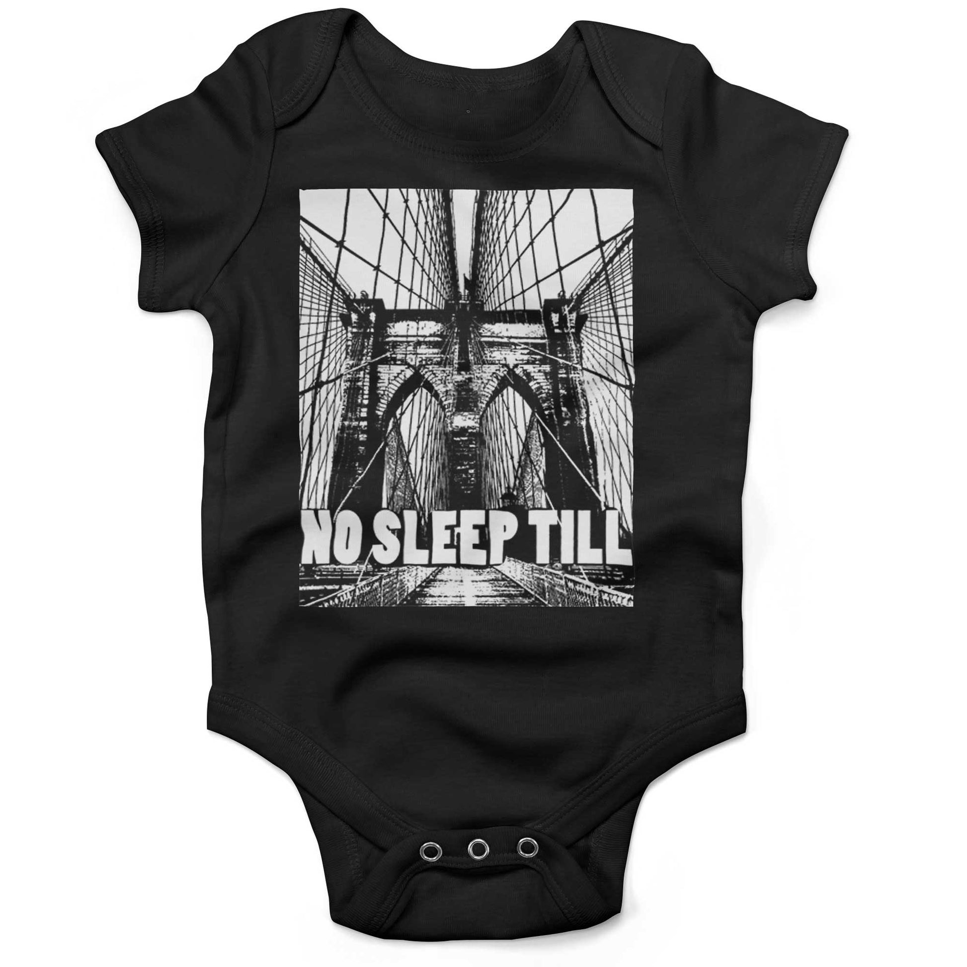 No Sleep Till Brooklyn Infant Bodysuit or Raglan Tee-Organic Black-3-6 months
