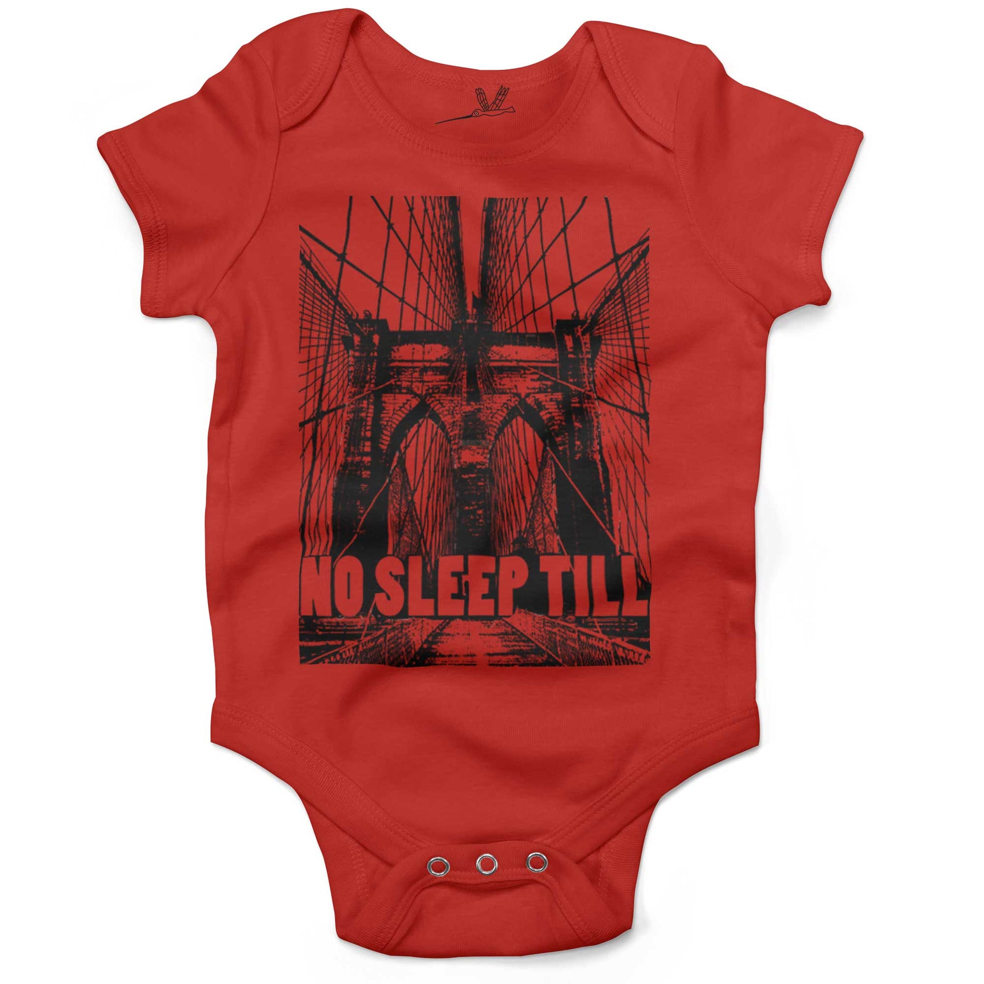 No Sleep Till Brooklyn Infant Bodysuit or Raglan Tee-Organic Red-3-6 months