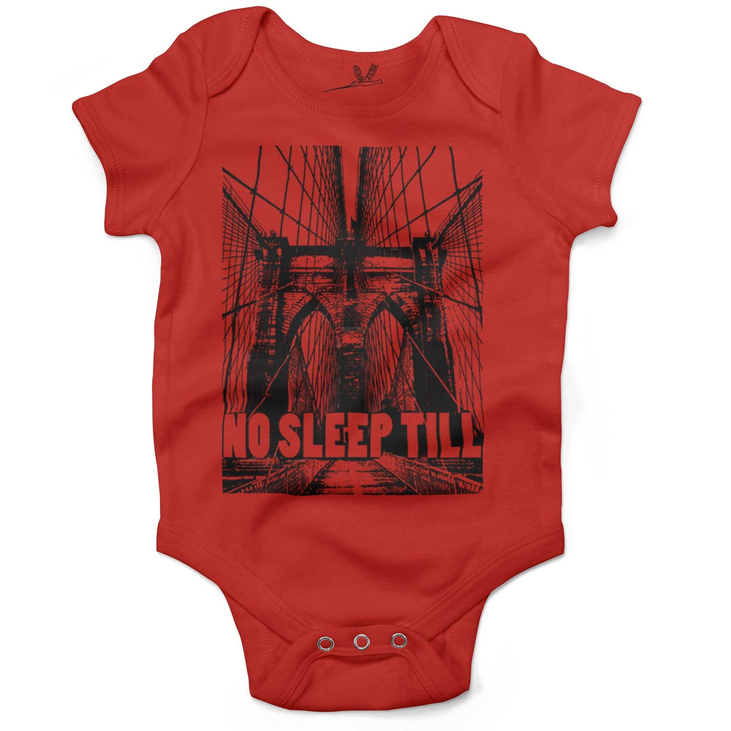 No Sleep Till Brooklyn Infant Bodysuit or Raglan Tee-Organic Red-3-6 months