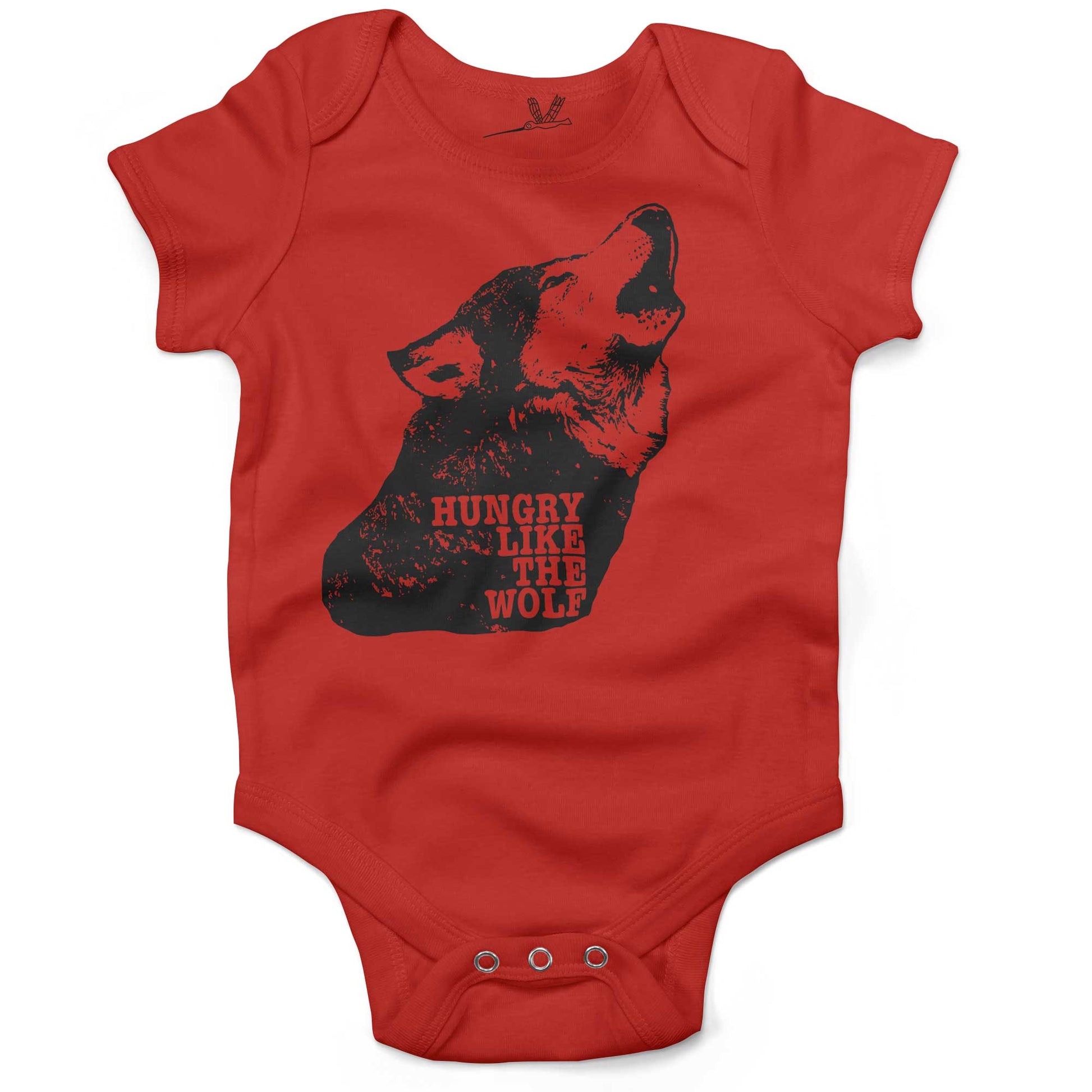 Hungry Like The Wolf Infant Bodysuit or Raglan Baby Tee-Organic Red-3-6 months