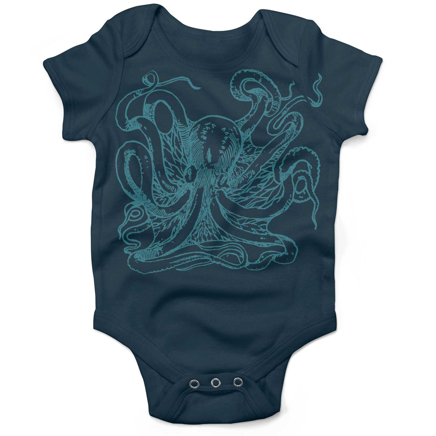Giant Octopus Infant Bodysuit or Raglan Tee-Organic Pacific Blue-3-6 months