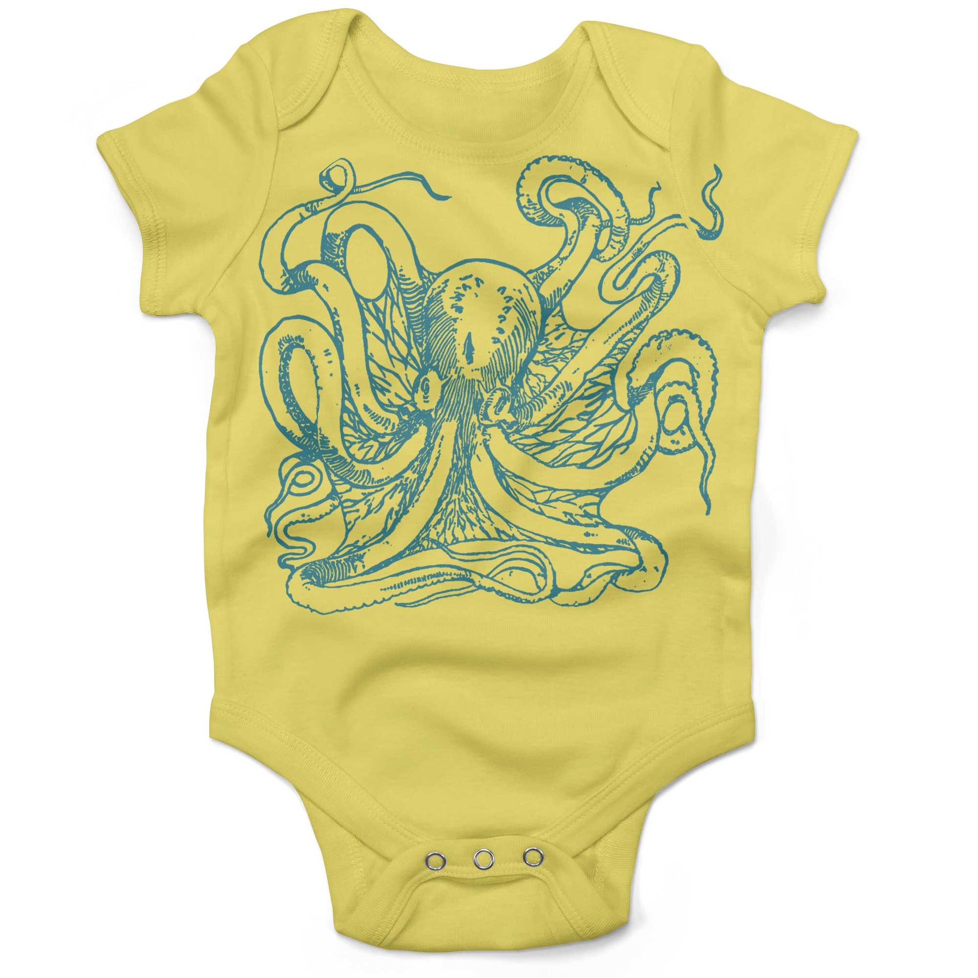 Giant Octopus Infant Bodysuit or Raglan Tee-Yellow-3-6 months