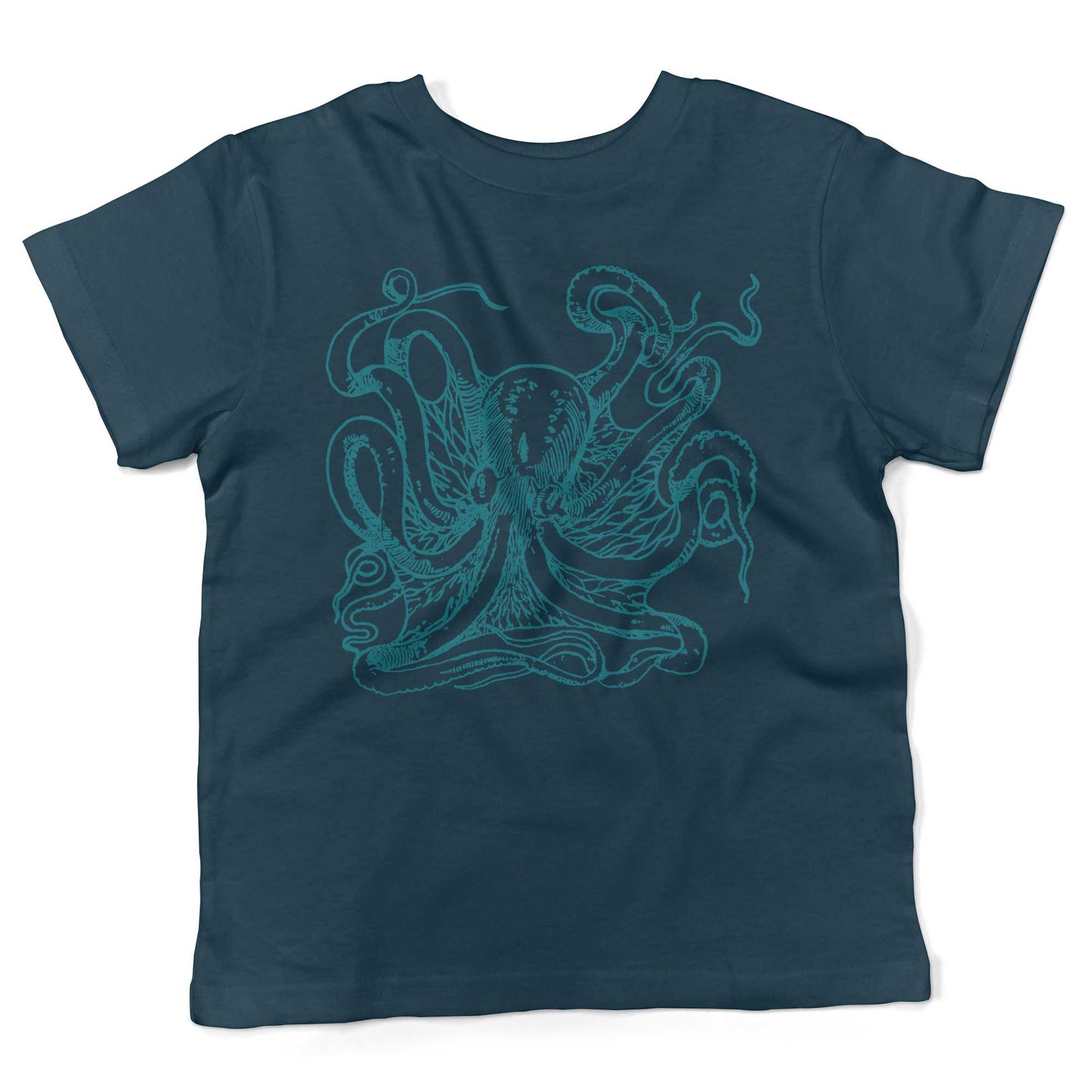 Giant Octopus Toddler Shirt-Organic Pacific Blue-2T
