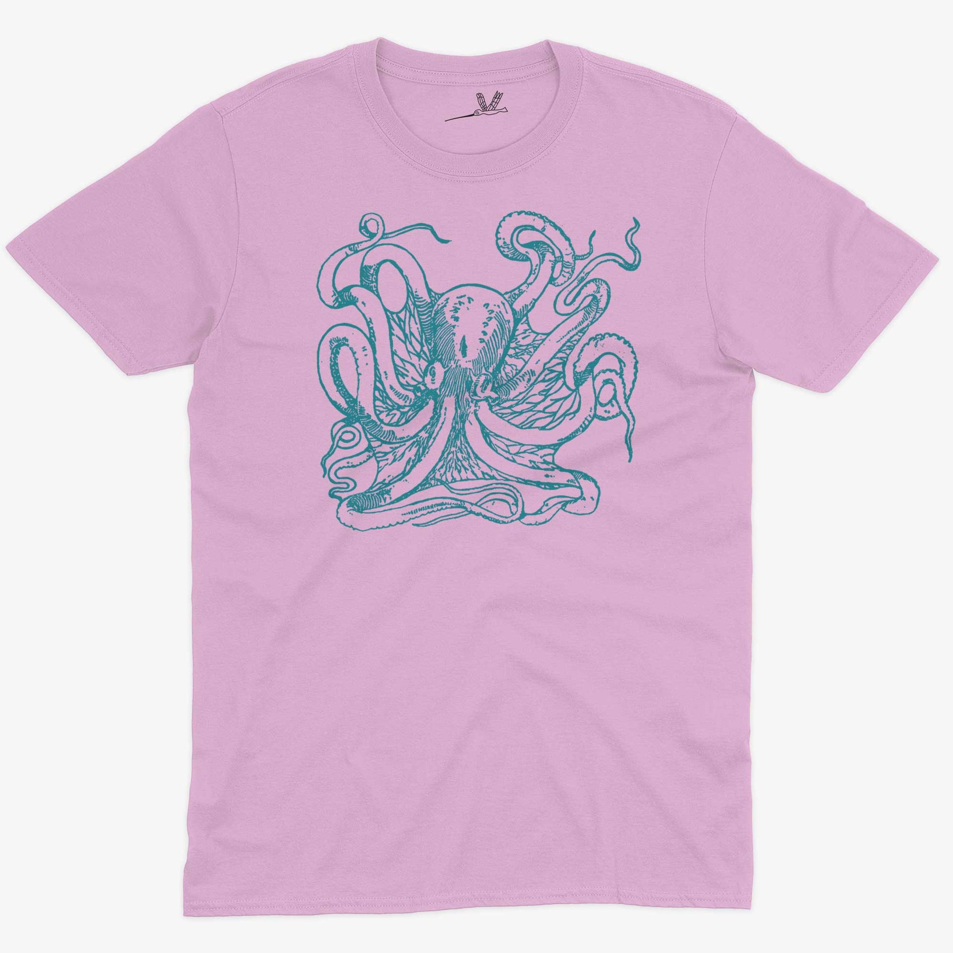 Giant Octopus Unisex Or Women's Cotton T-shirt-Pink-Unisex