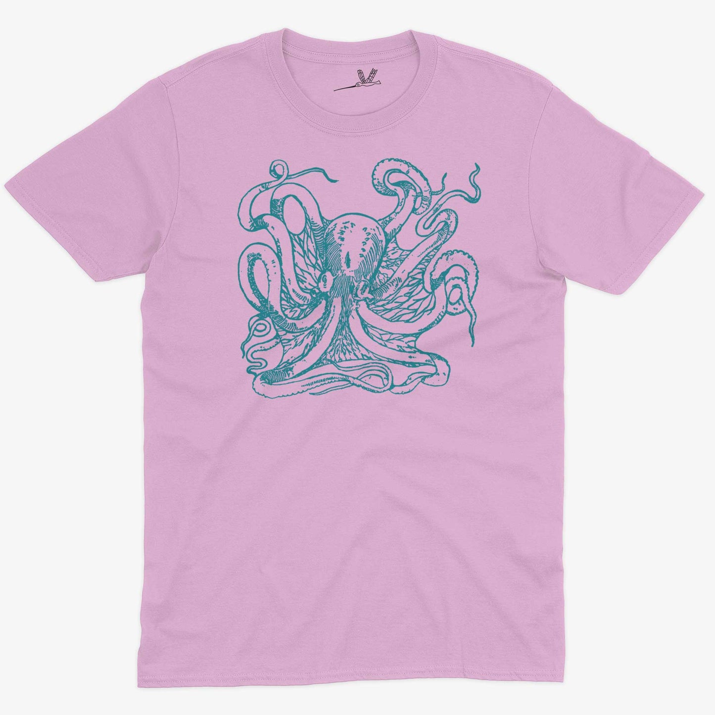 Giant Octopus Unisex Or Women's Cotton T-shirt-Pink-Unisex