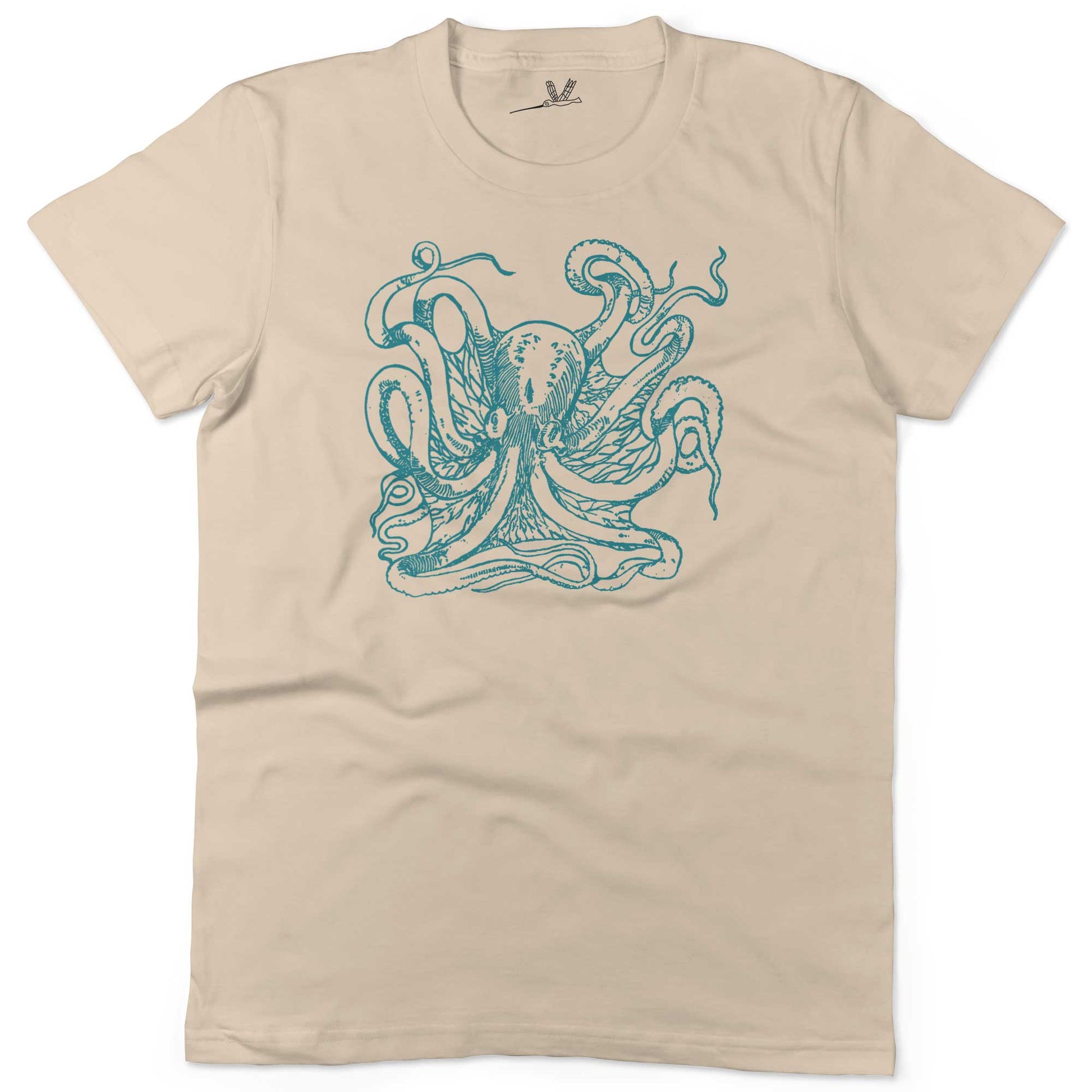 Giant Octopus Unisex Or Women's Cotton T-shirt-Organic Natural-Woman