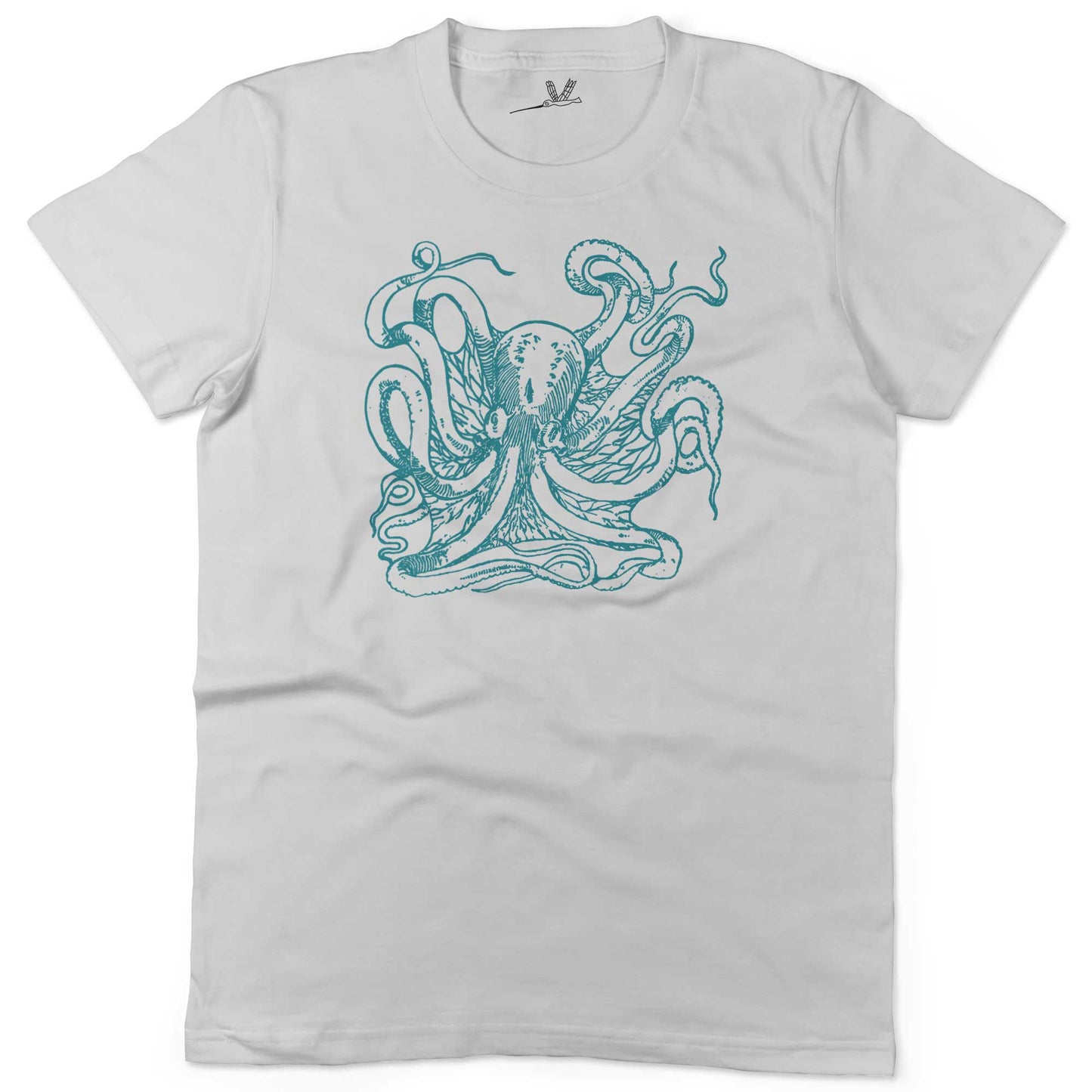 Giant Octopus Unisex Or Women's Cotton T-shirt-White-Woman