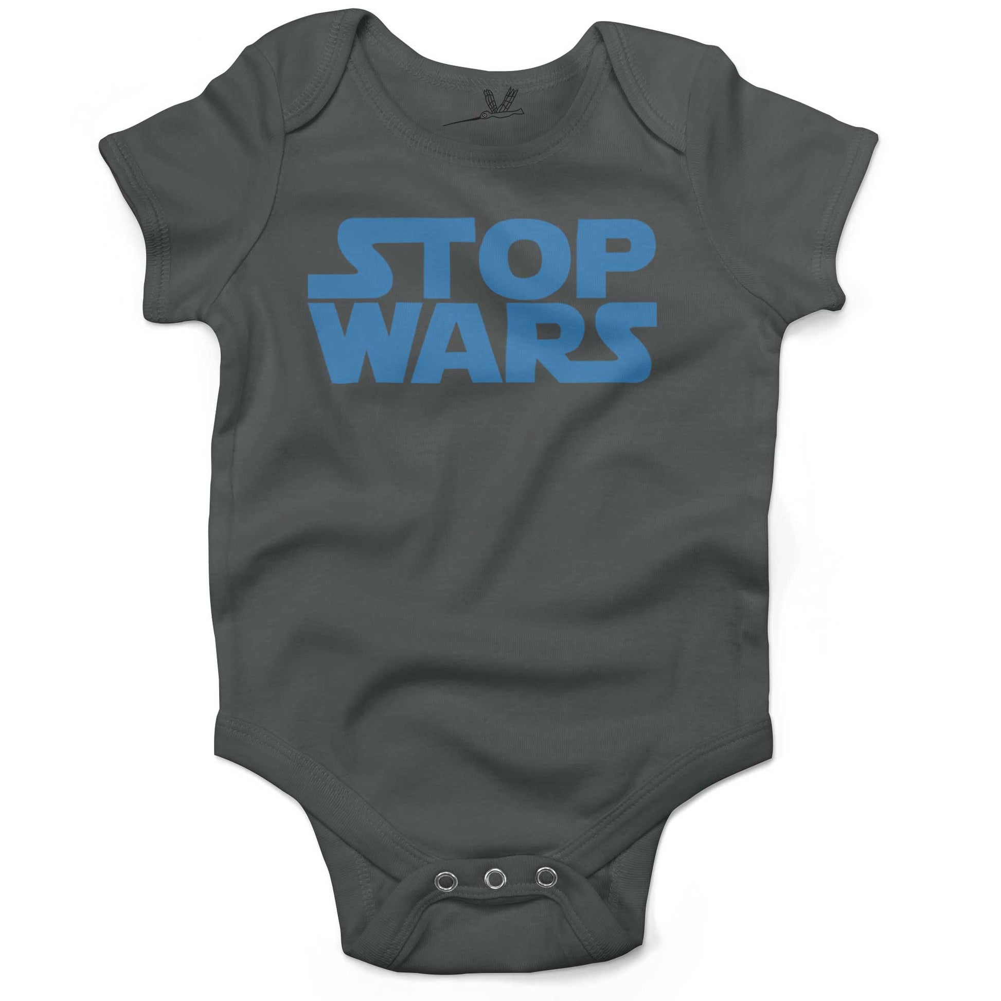 STOP WARS Infant Bodysuit or Raglan Baby Tee-Organic Asphalt-3-6 months