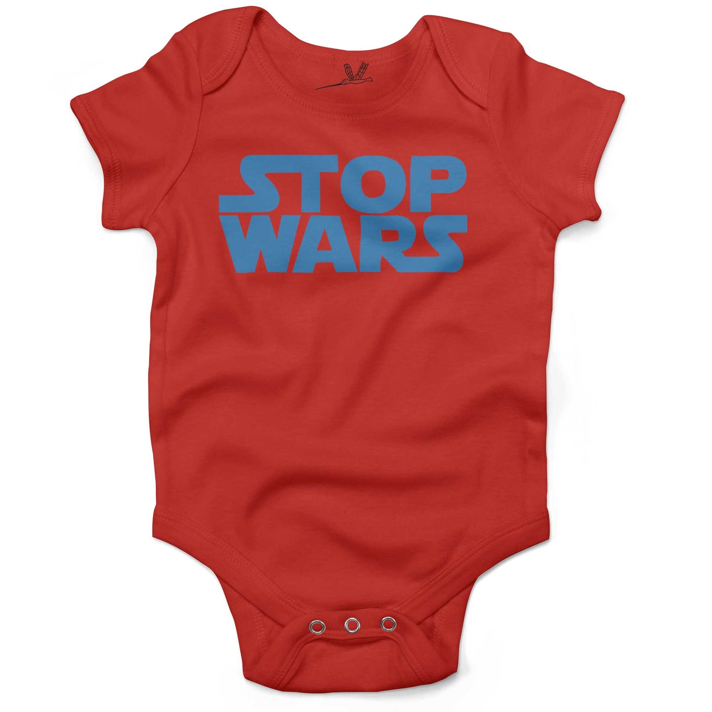 STOP WARS Infant Bodysuit or Raglan Baby Tee-Organic Red-3-6 months