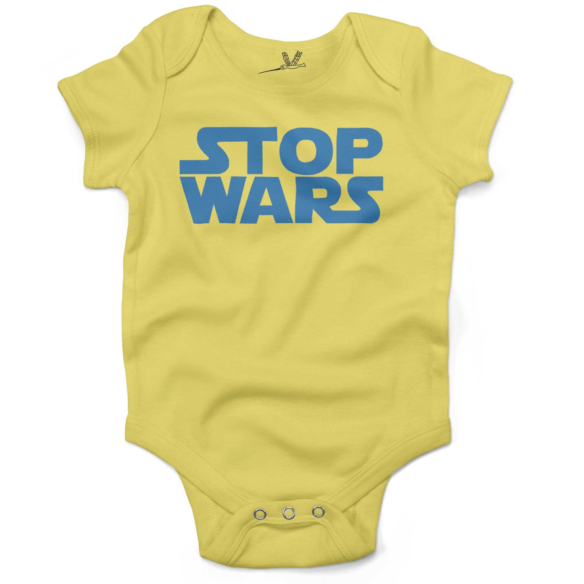 STOP WARS Infant Bodysuit or Raglan Baby Tee-Yellow-3-6 months