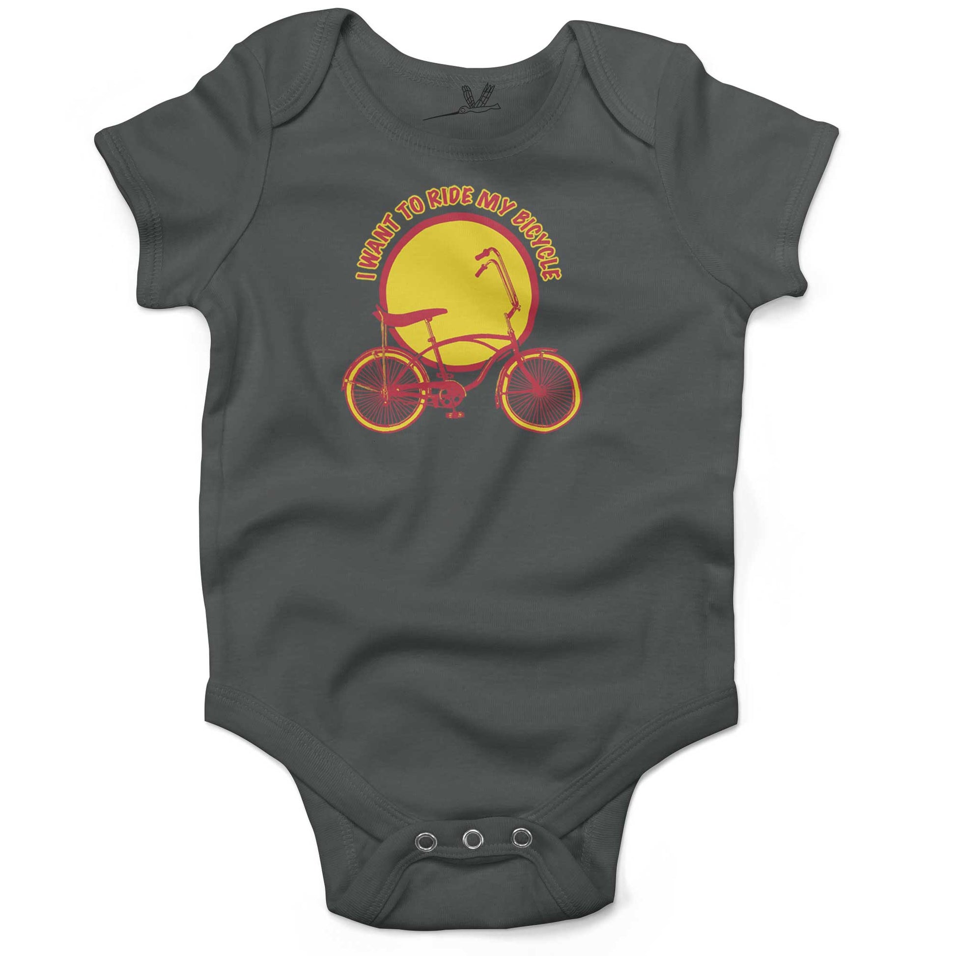 I Want To Ride My Bicycle Infant Bodysuit or Raglan Baby Tee-Organic Asphalt-3-6 months