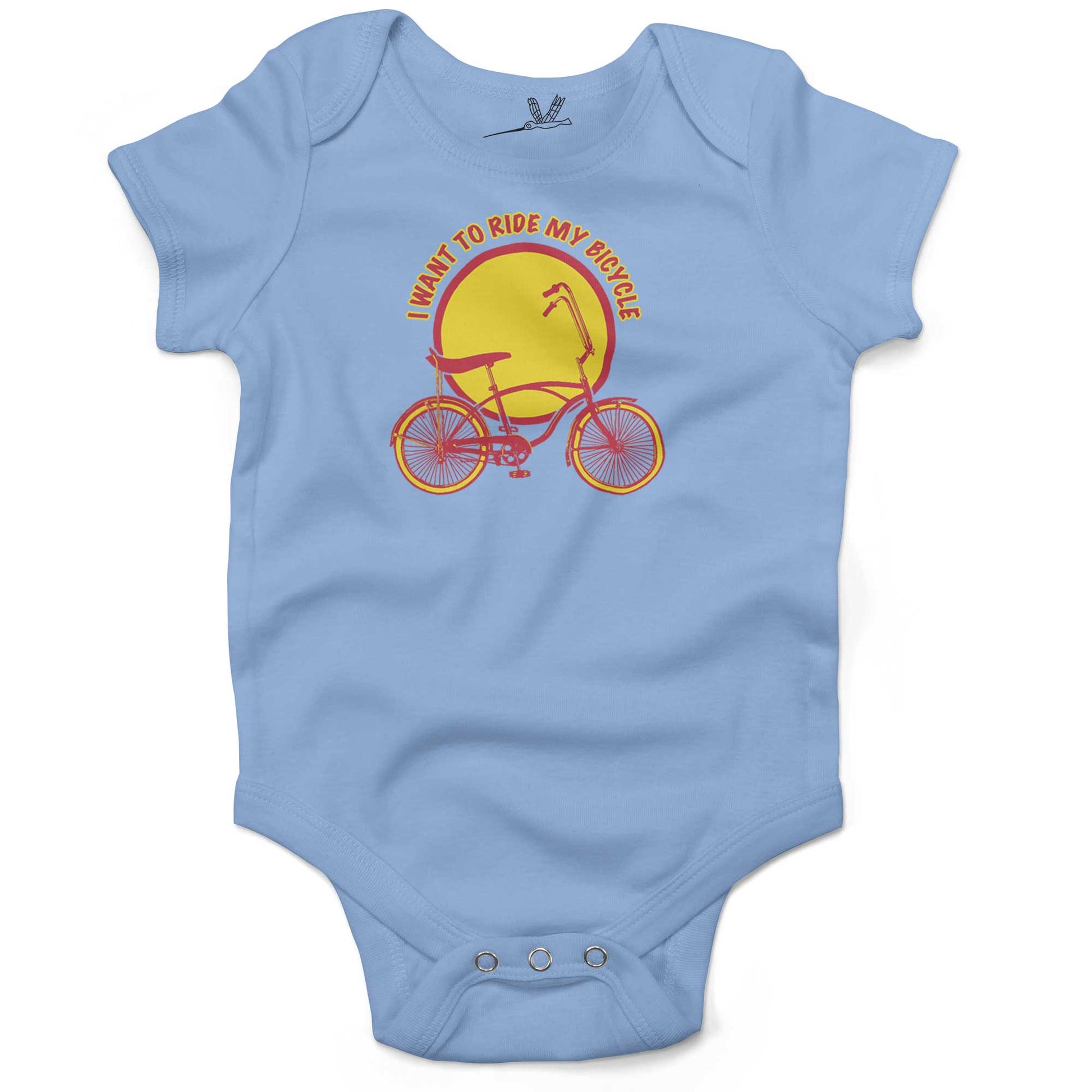 I Want To Ride My Bicycle Infant Bodysuit or Raglan Baby Tee-Organic Baby Blue-3-6 months