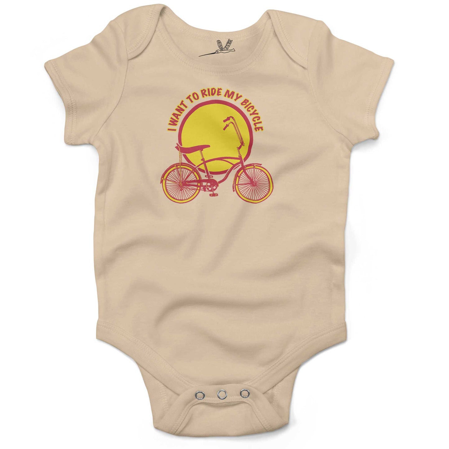 I Want To Ride My Bicycle Infant Bodysuit or Raglan Baby Tee-Organic Natural-3-6 months