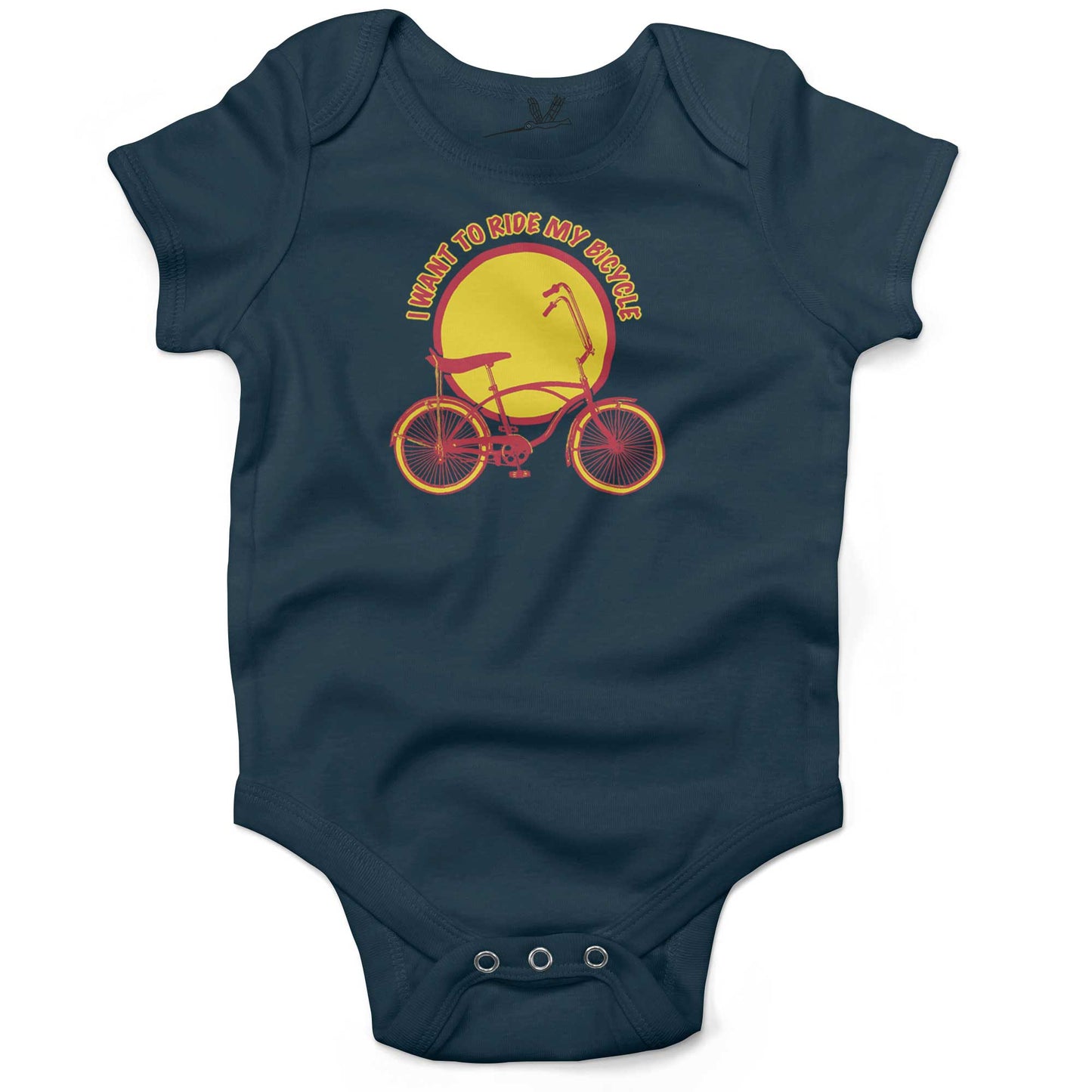 I Want To Ride My Bicycle Infant Bodysuit or Raglan Baby Tee-Organic Pacific Blue-3-6 months