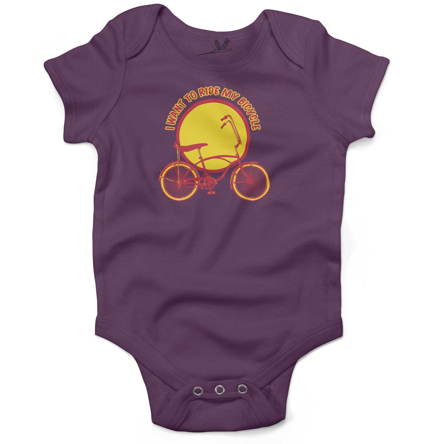 I Want To Ride My Bicycle Infant Bodysuit or Raglan Baby Tee-Organic Purple-3-6 months