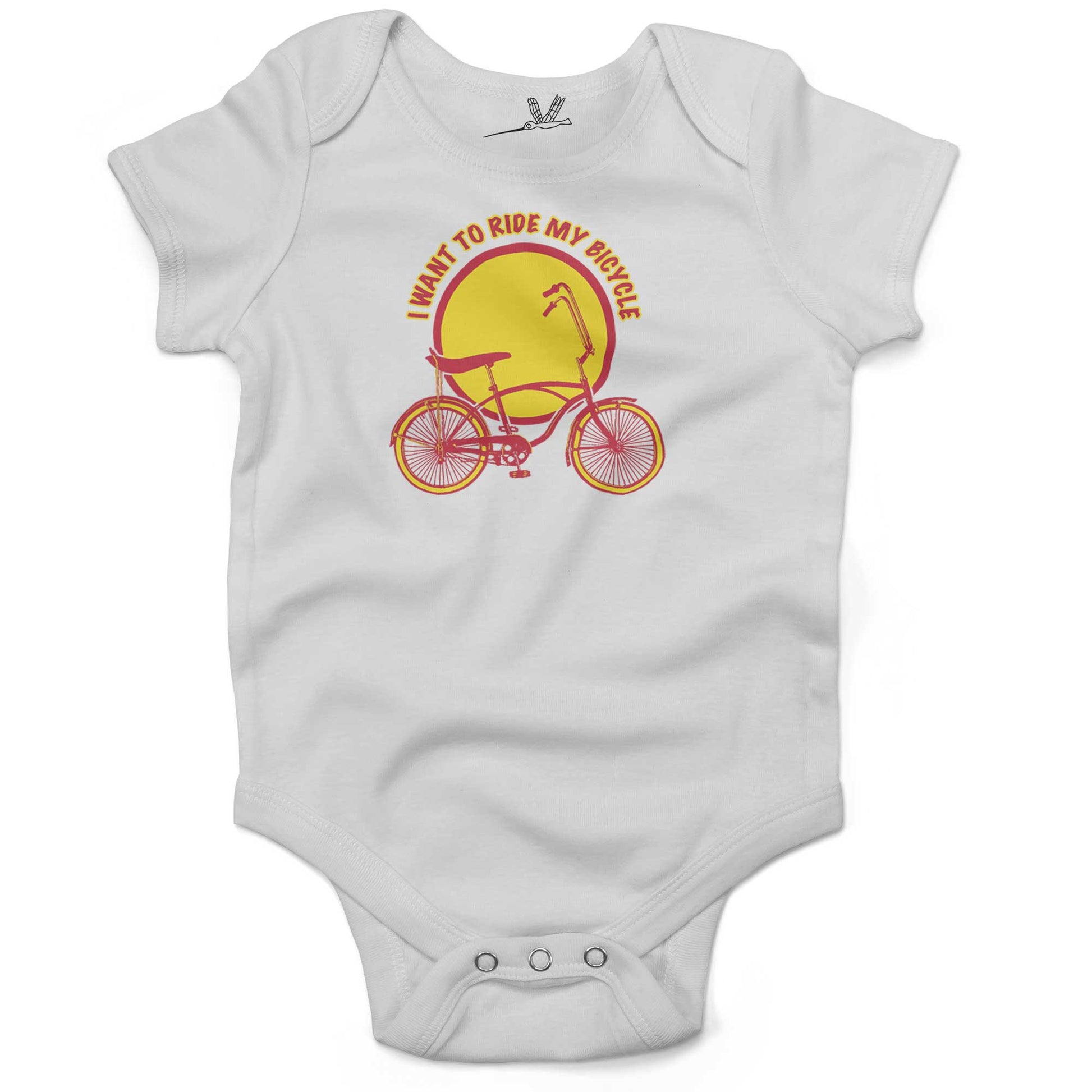 I Want To Ride My Bicycle Infant Bodysuit or Raglan Baby Tee-White-3-6 months