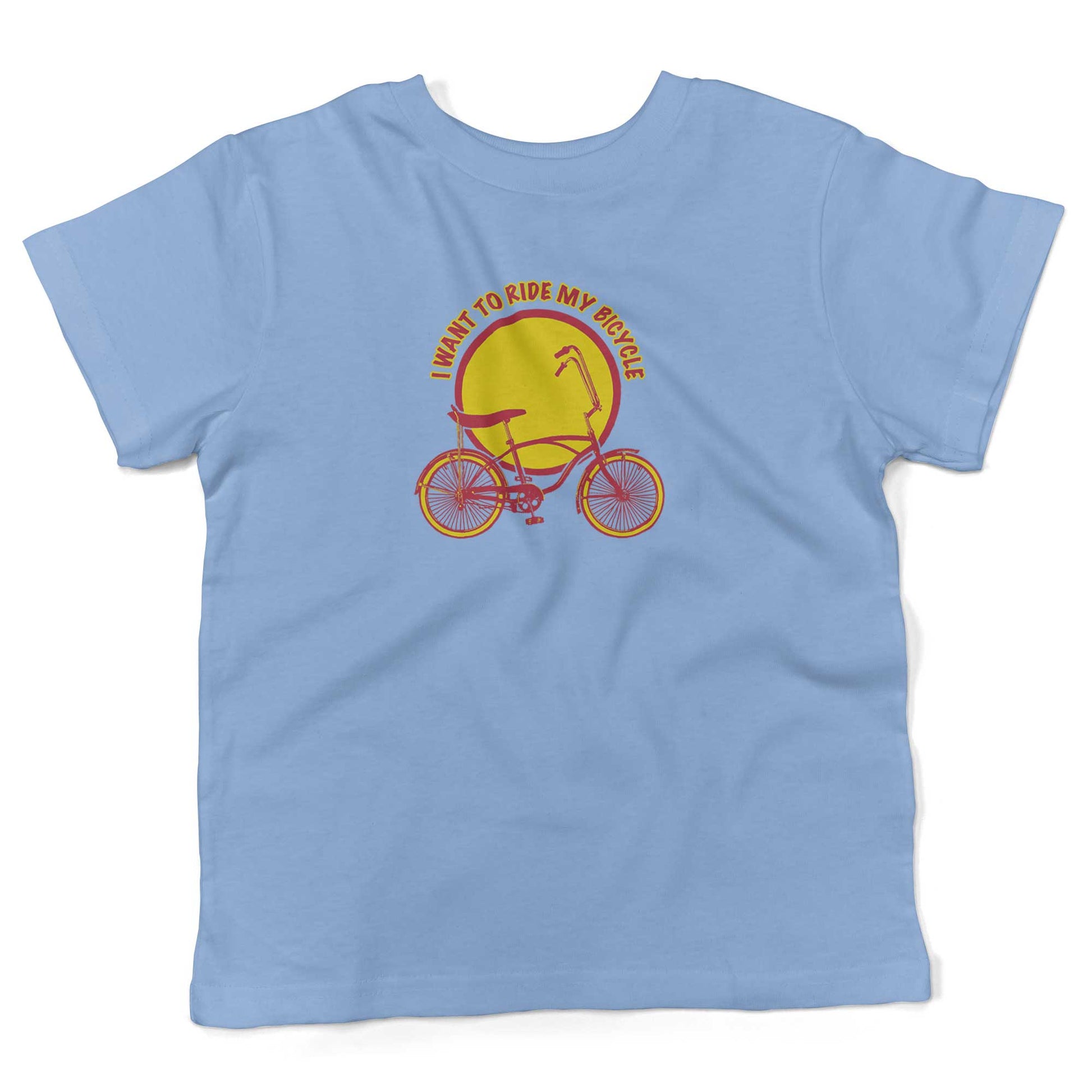 I Want To Ride My Bicycle Toddler Shirt-Organic Baby Blue-2T