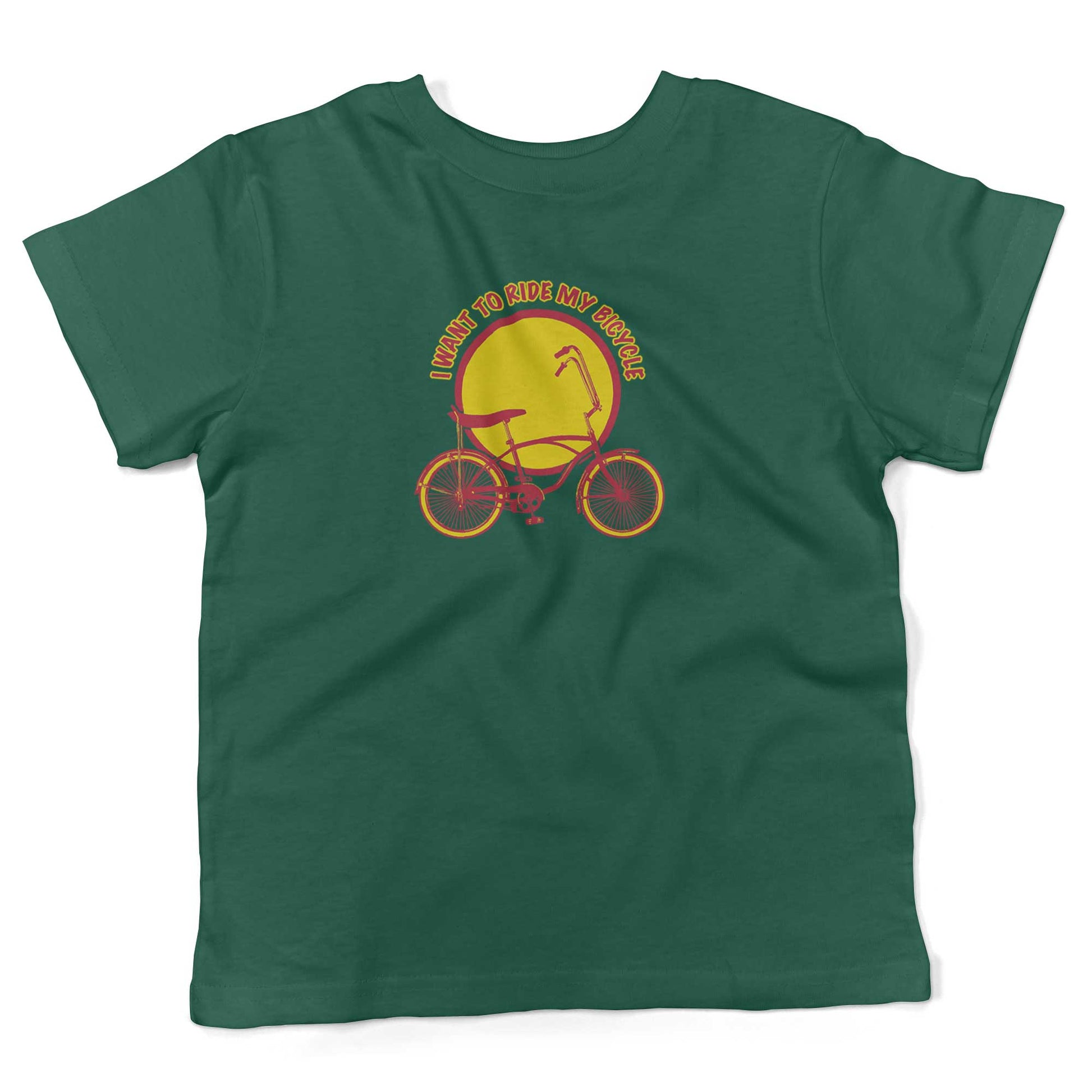 I Want To Ride My Bicycle Toddler Shirt-Kelly Green-2T