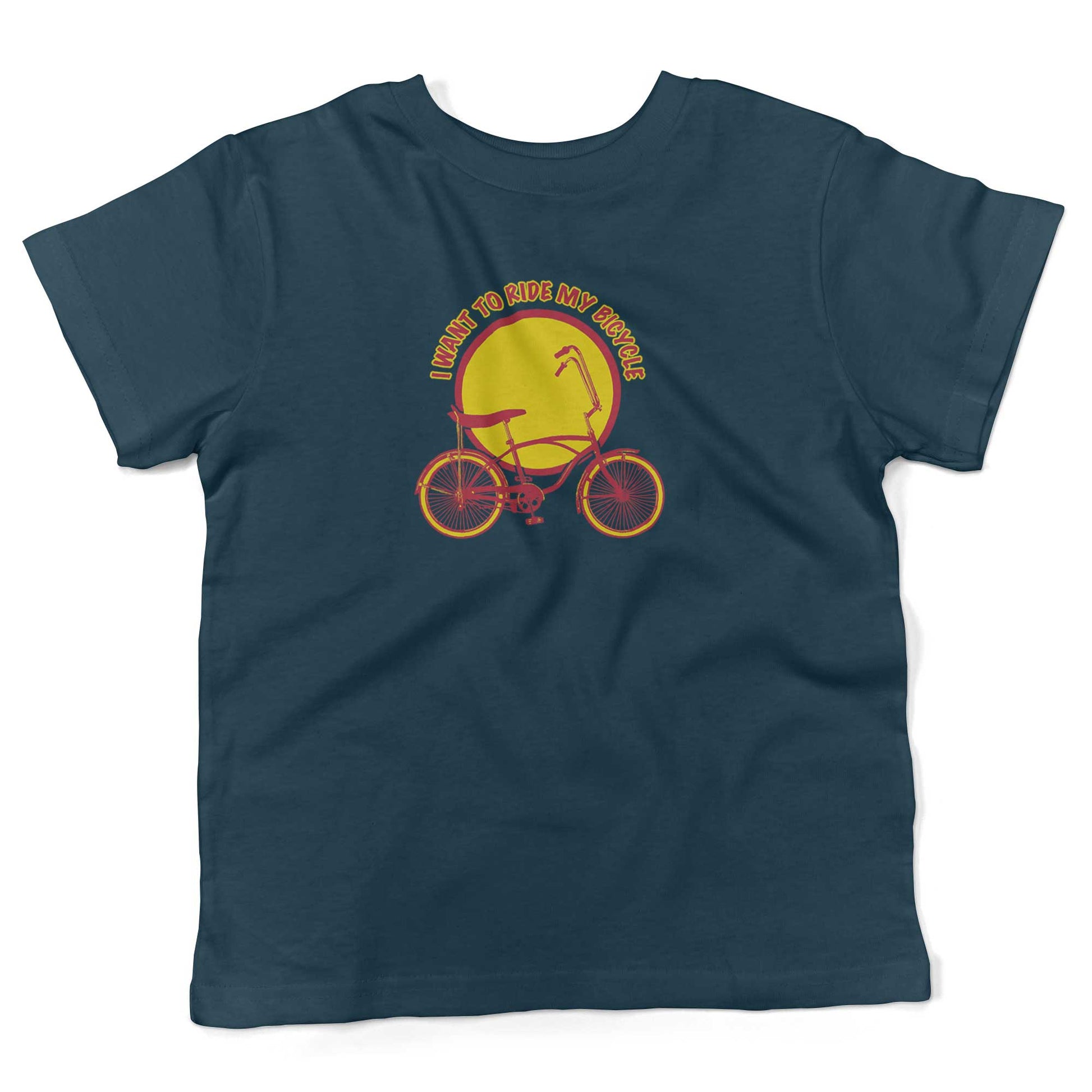 I Want To Ride My Bicycle Toddler Shirt-Organic Pacific Blue-2T