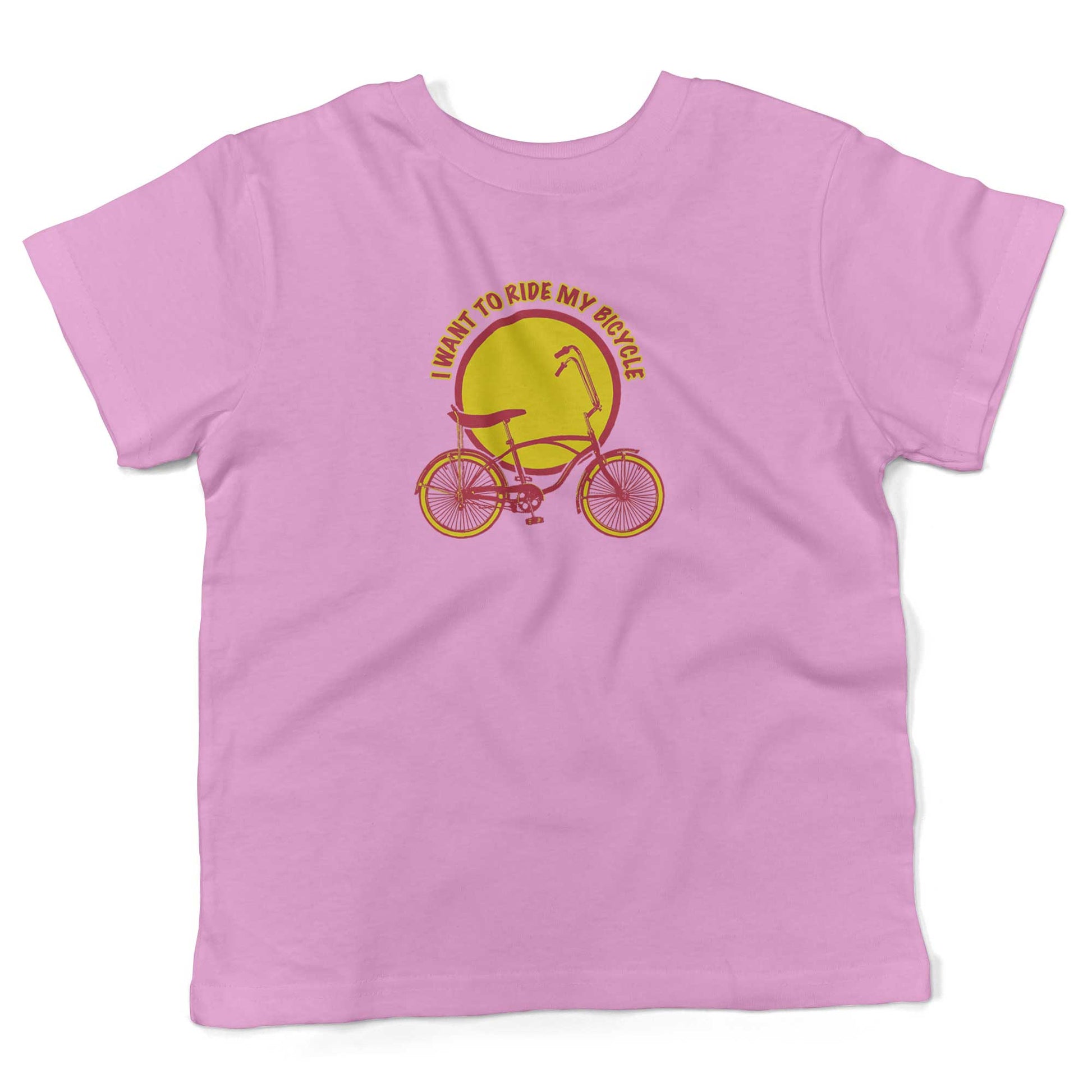 I Want To Ride My Bicycle Toddler Shirt-Organic Pink-2T
