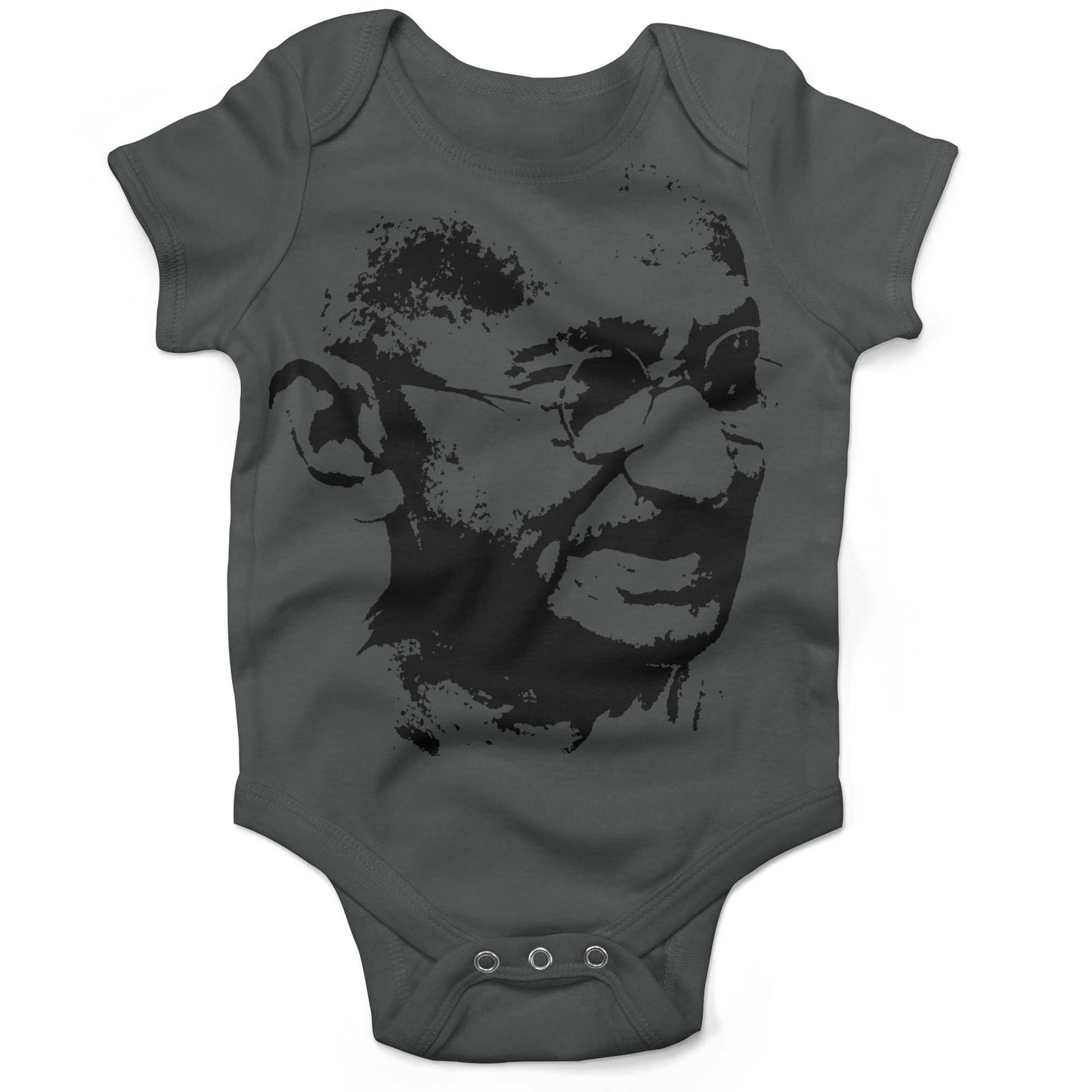 Mahatma Gandhi Be The Change Infant Bodysuit or Raglan Baby Tee-Organic Asphalt-3-6 months