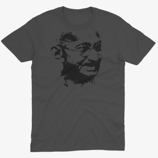 Mahatma Gandhi Be The Change Unisex Or Women's Cotton T-shirt-Asphalt-Unisex