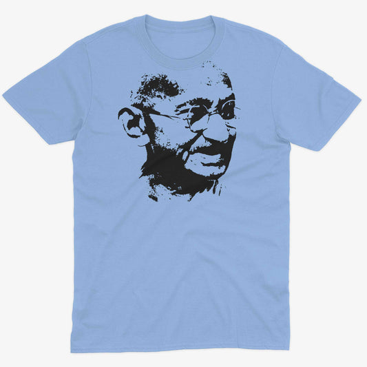 Mahatma Gandhi Be The Change Unisex Or Women's Cotton T-shirt-Baby Blue-Unisex