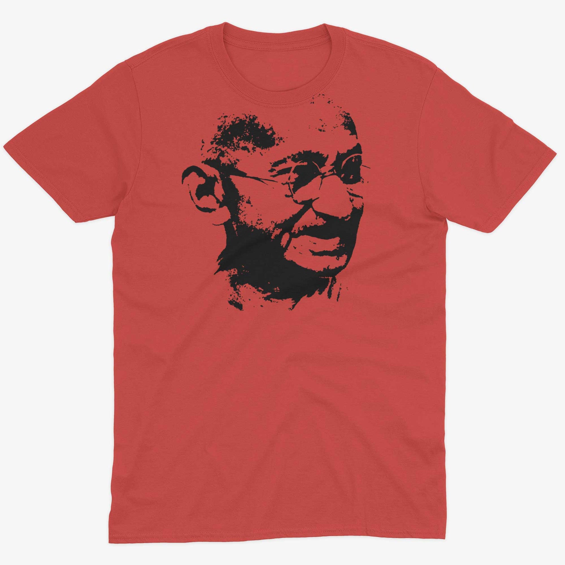 Mahatma Gandhi Be The Change Unisex Or Women's Cotton T-shirt-Red-Unisex